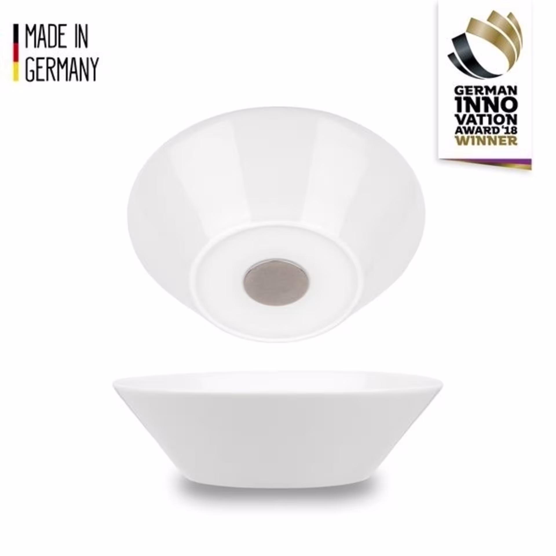 Magnet-Teller Bowl, 2 Stück, weiss, Porzellan, H4.8cm, Ø16cm