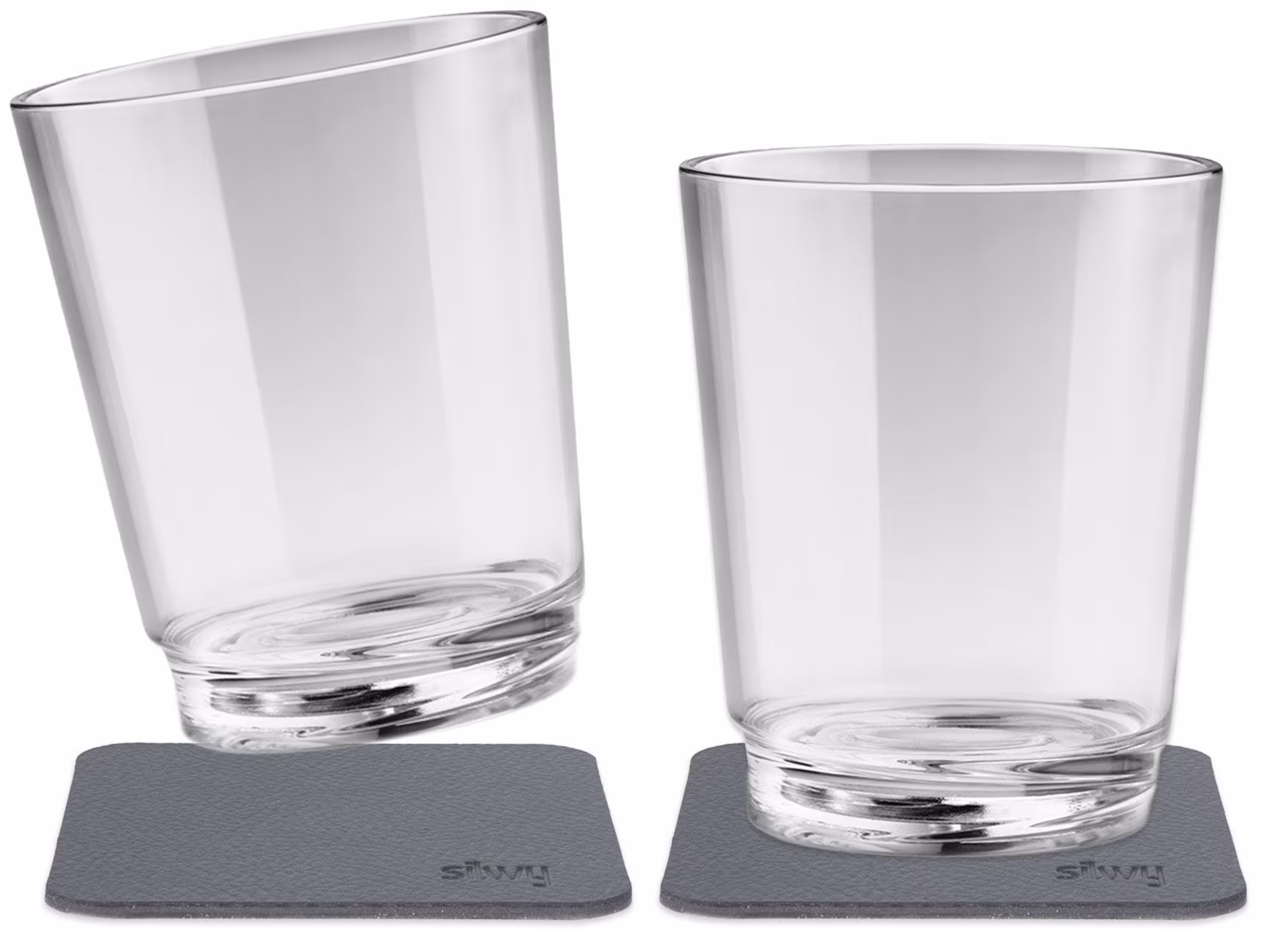 silwy® Tritan-Magnetgläser mit Untersetzer 2er Set (250 ml) Classic