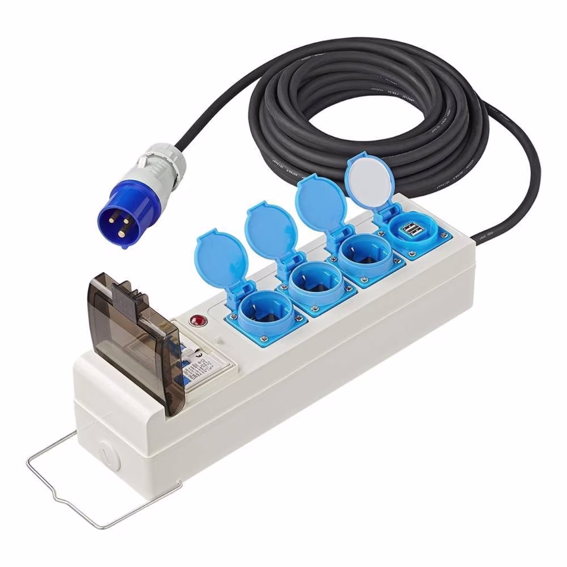 PAT Zelt- und Faltwagen Steckdose 10 Meter 3 x 2,5mm² inkl. 2 x USB