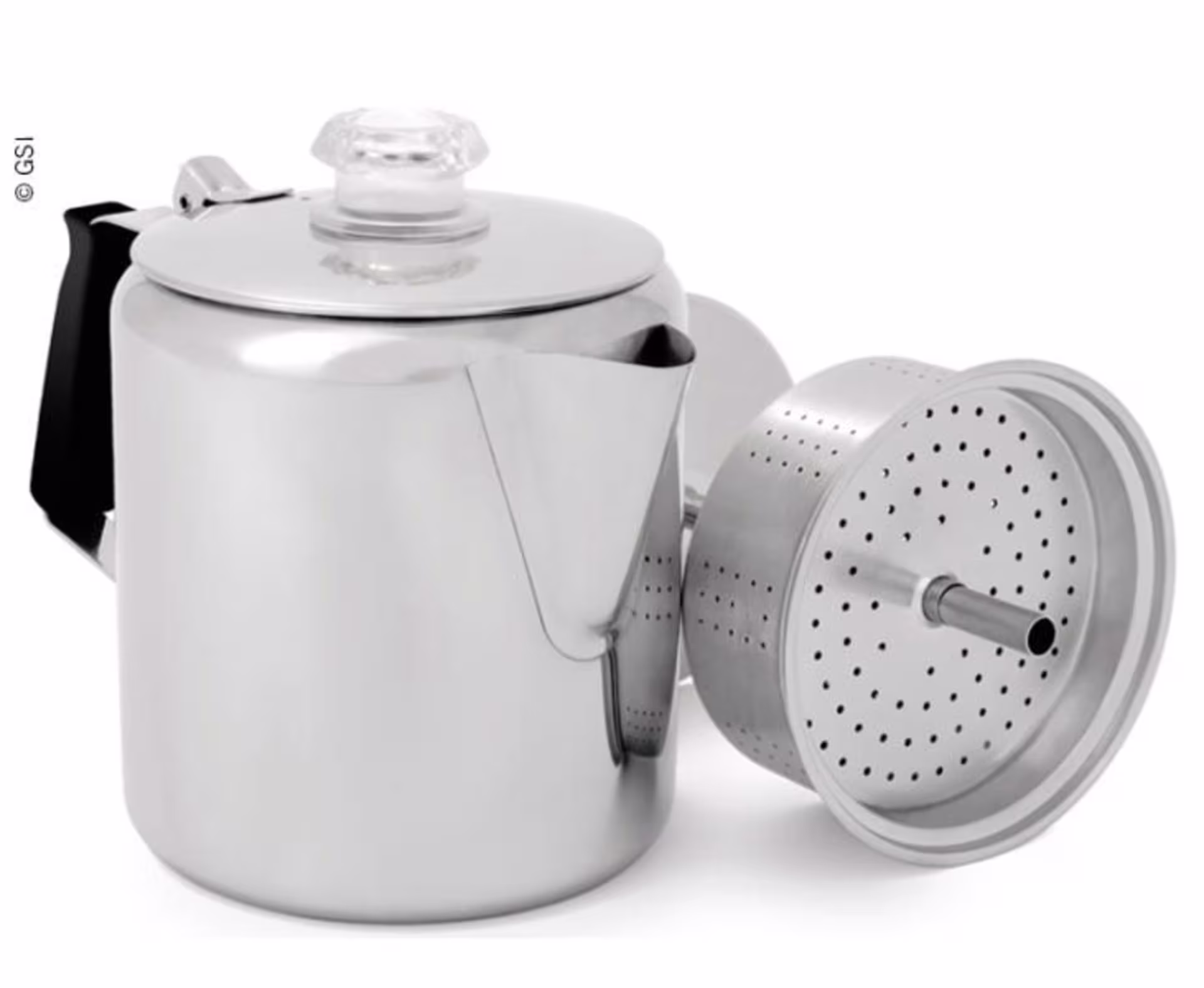 Perkolator, 0,9l, 6 Tassen, Edelstahl, Silikon-Gri