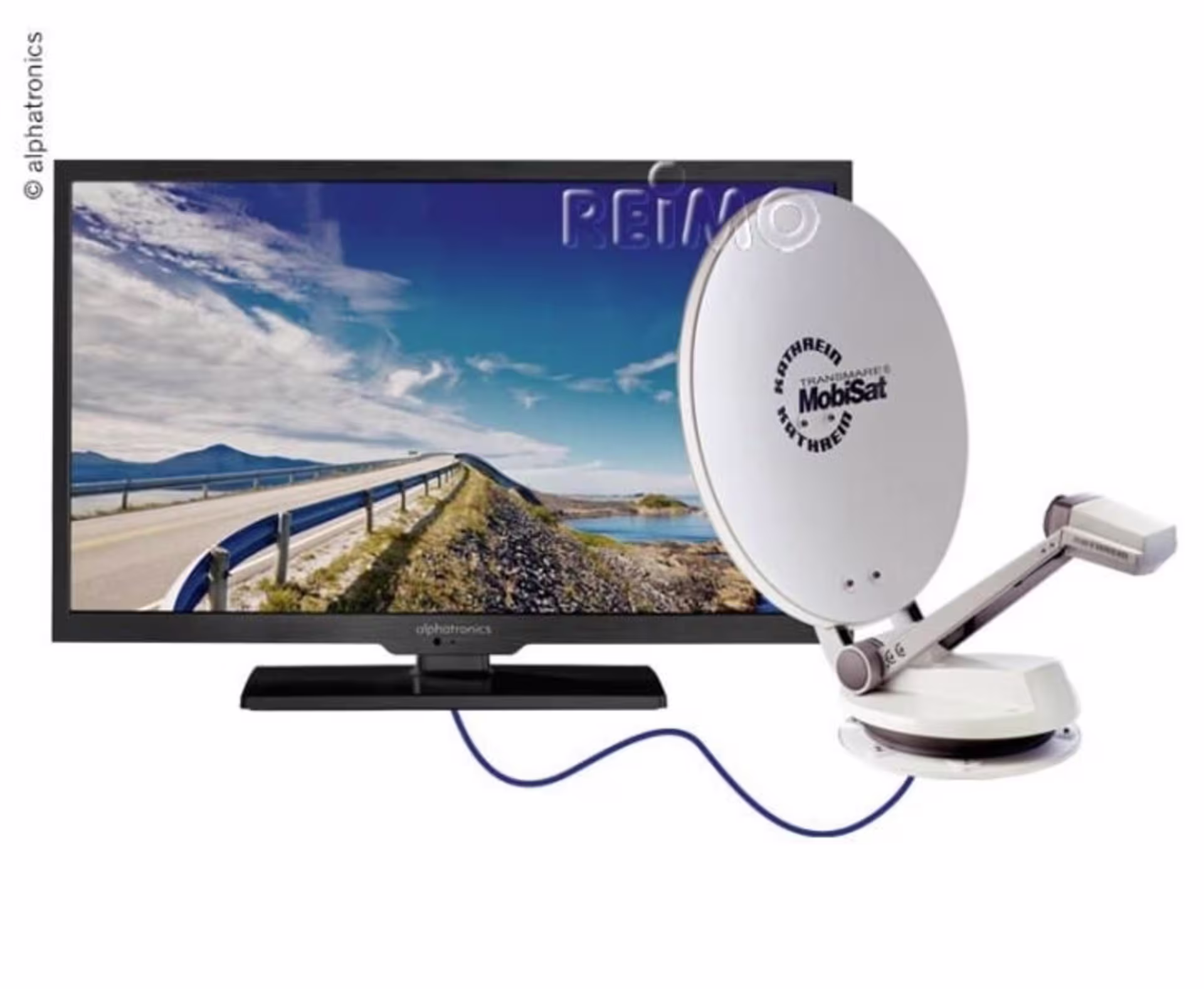 Caravan TV-System mit 75cm Parabolantenne, Twin-LNB und 24 alphatronics TV-Gerät