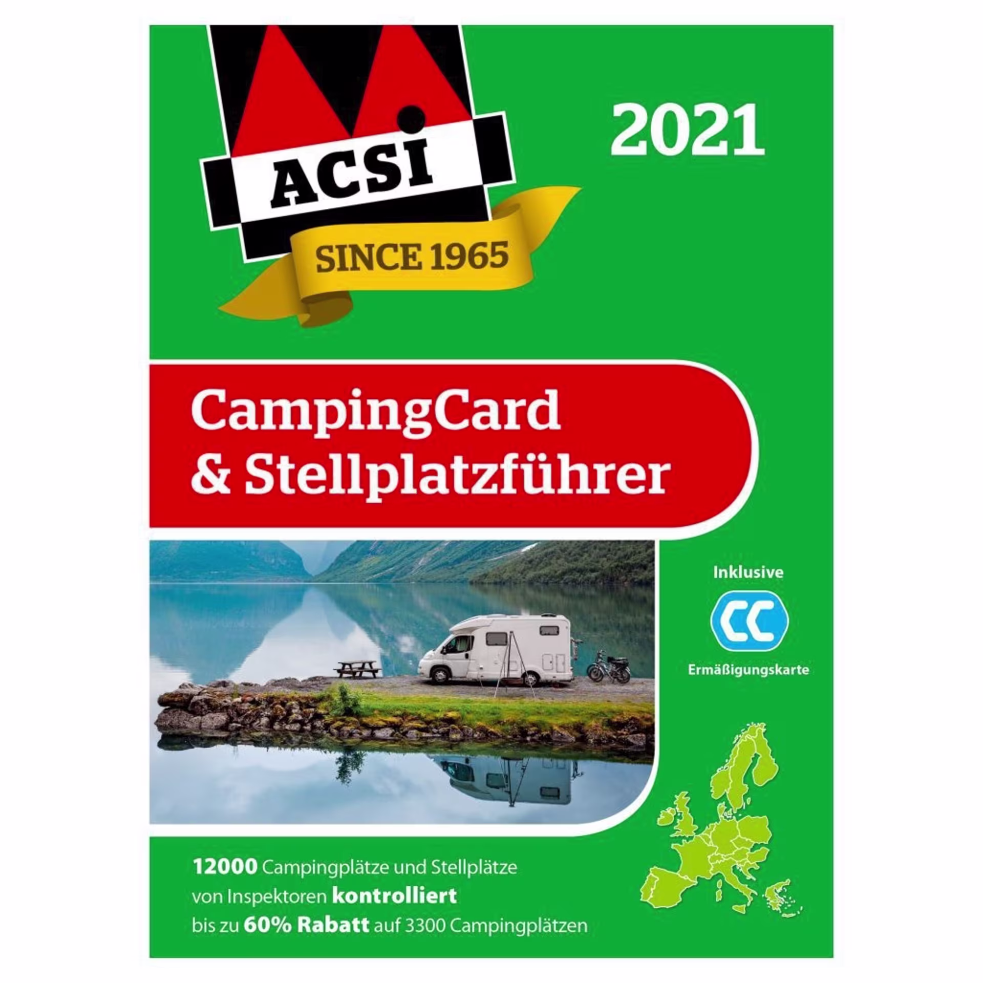 ACSI CampingCard 2022 & Stellplatzführer mit Ermäßigungskarte
