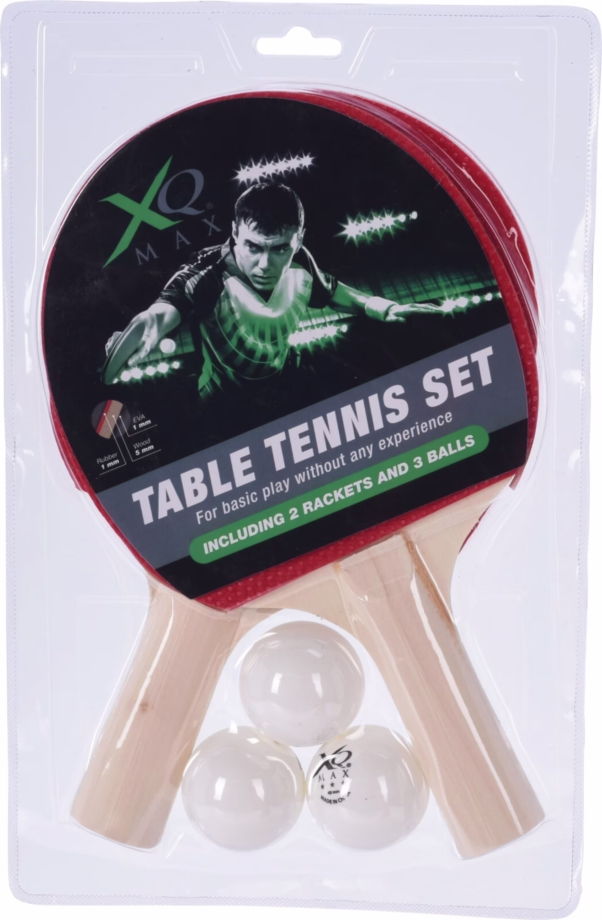 Tischtennis-Set mit 2 Schlägern - 3 Bällen