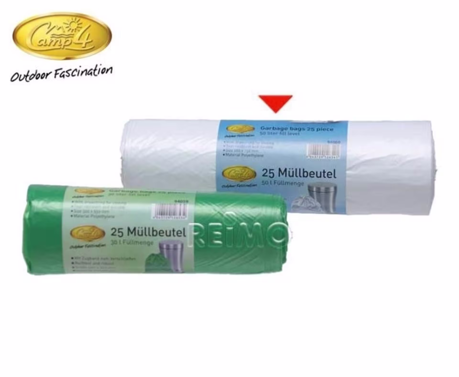 Rouleau de sacs poubelle 50 litres, 25 pièces, clair/blanc
