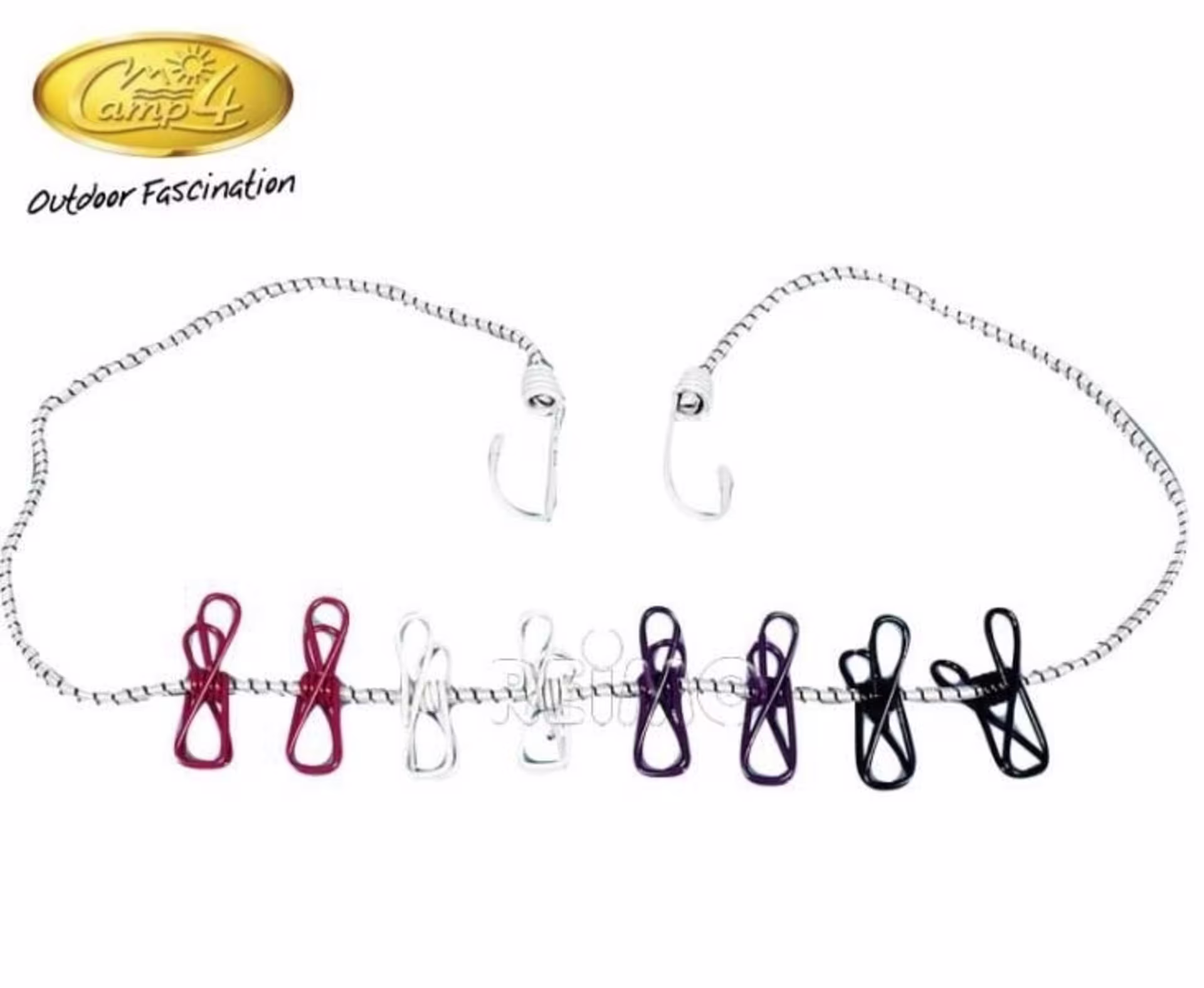 Corde à linge extensible avec 8 pinces - longueur 115-250 cm