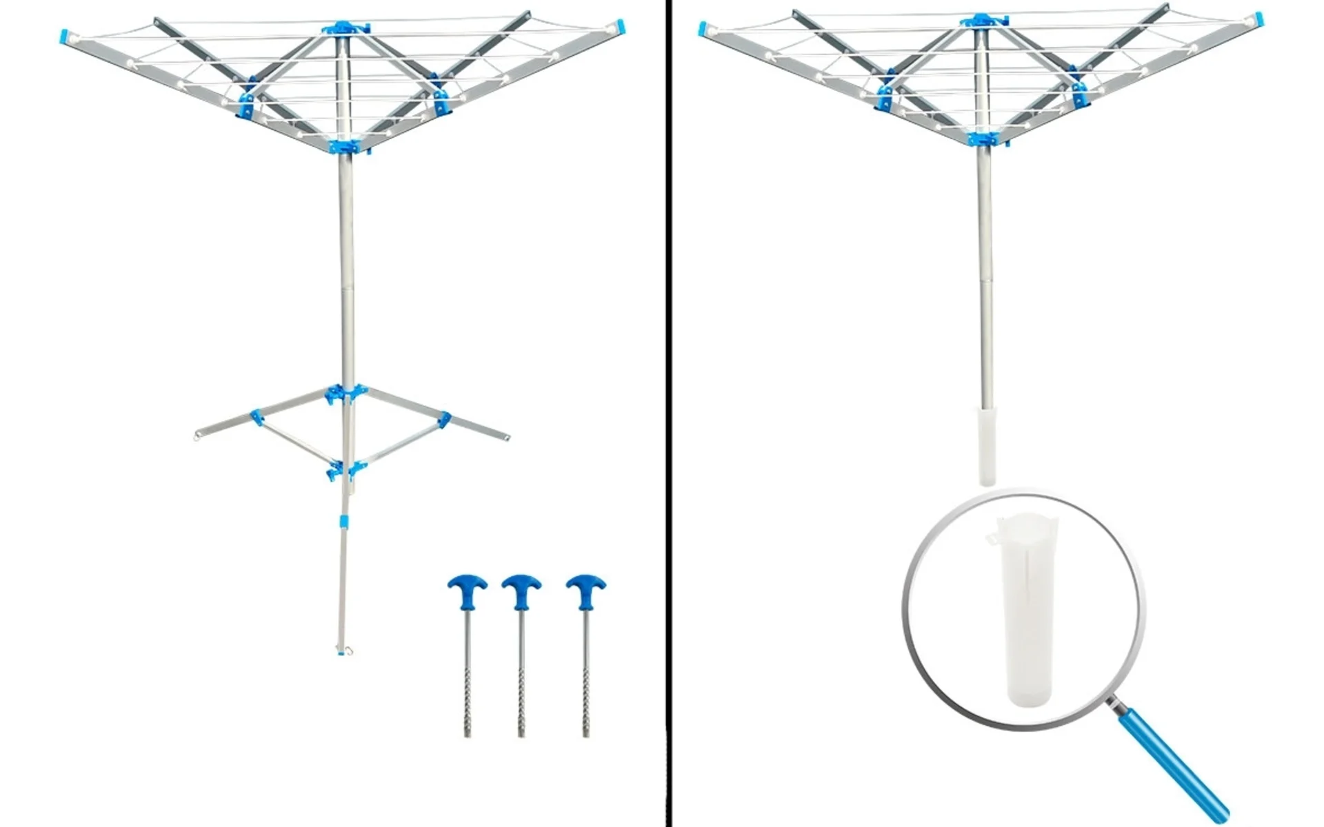 ProPlus Séchoir parapluie avec pied, 3 piquets inclus
