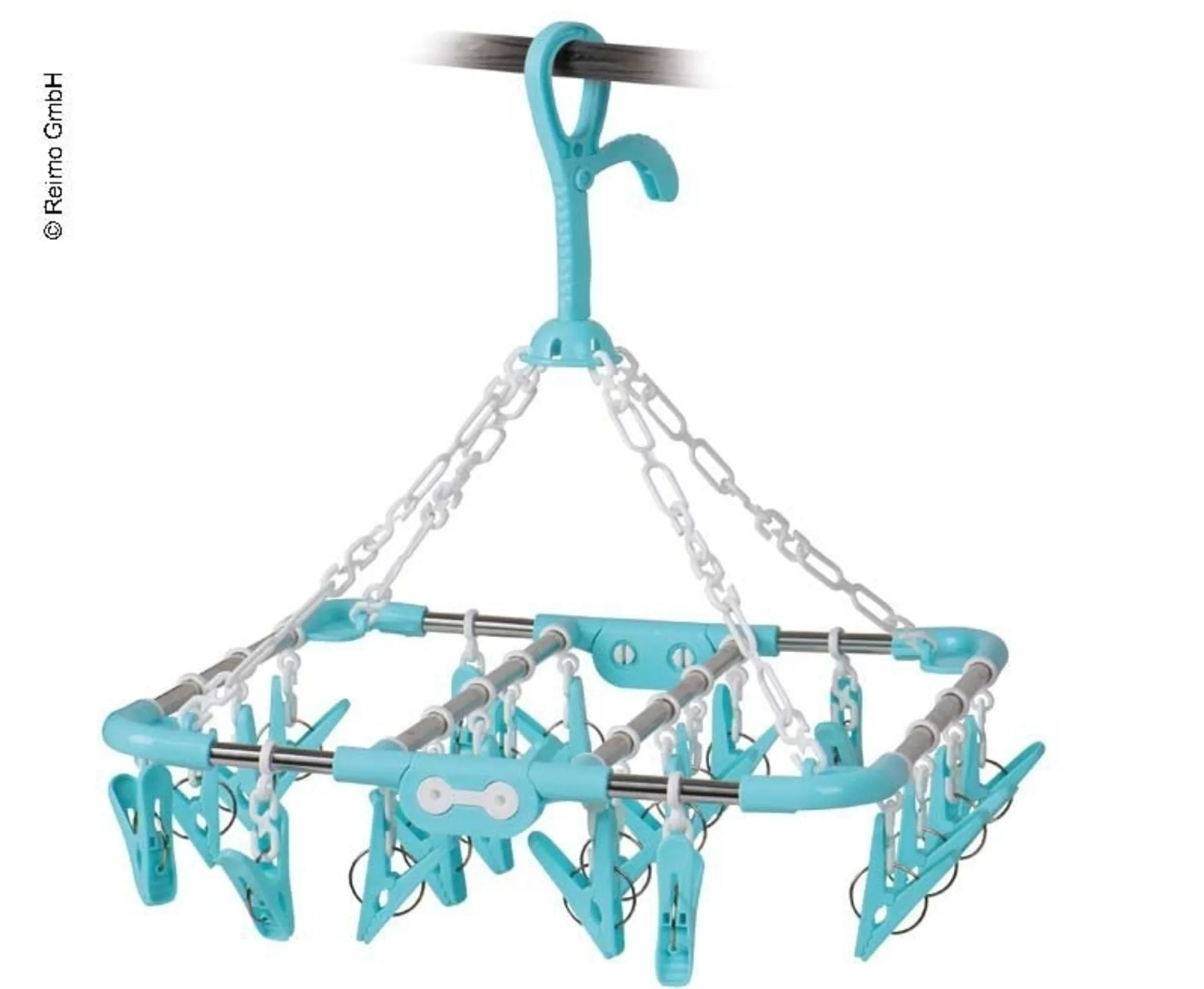 Carrousel de séchage du linge avec 22 pinces, bleu clair, 33x29cm