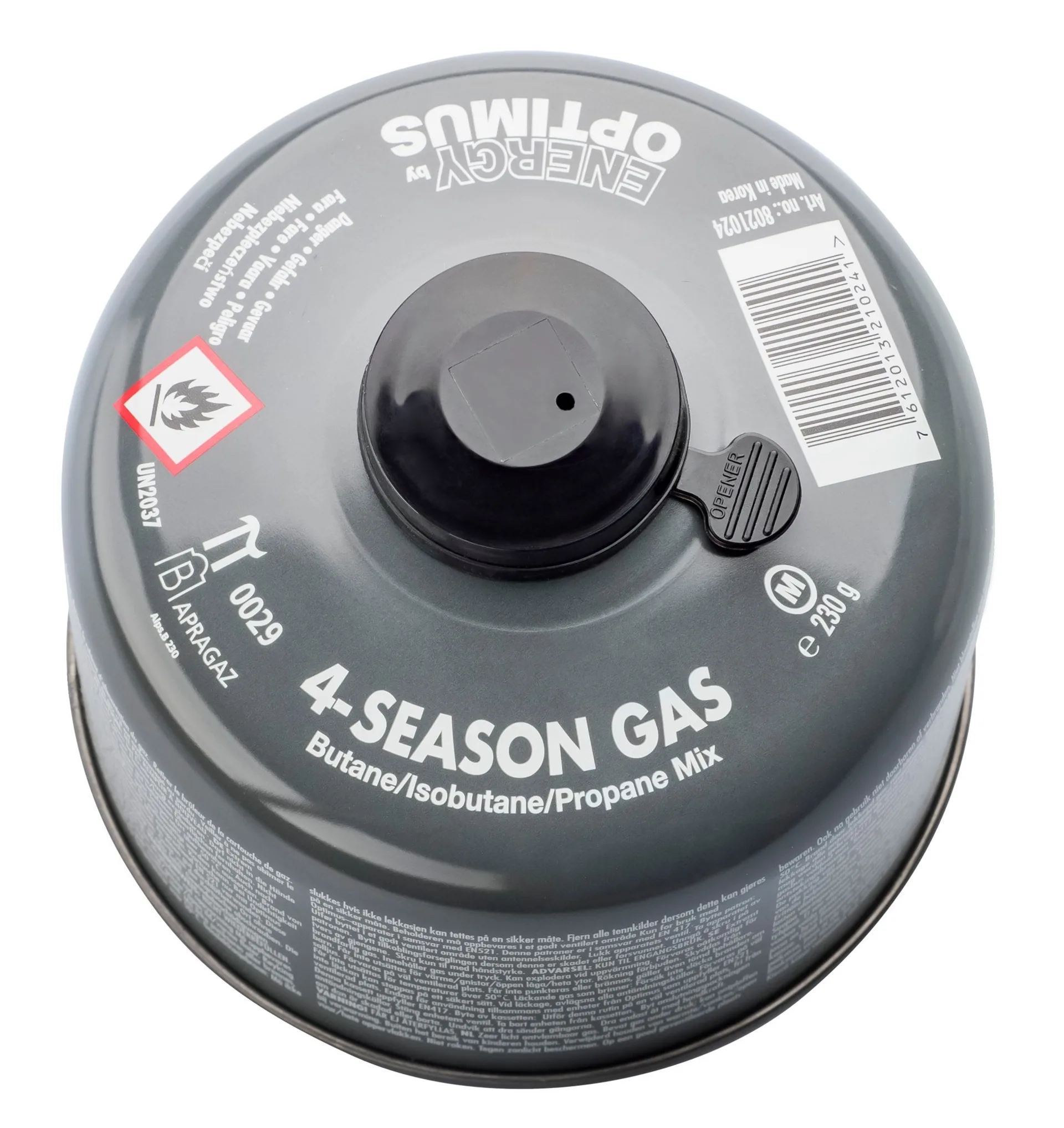 Cartouche de gaz Optimus 4-Season avec filetage et capuchon de protection, 230 g Cartouche de gaz Optimus 4-Season avec filetage et capuchon de protection, 230 g