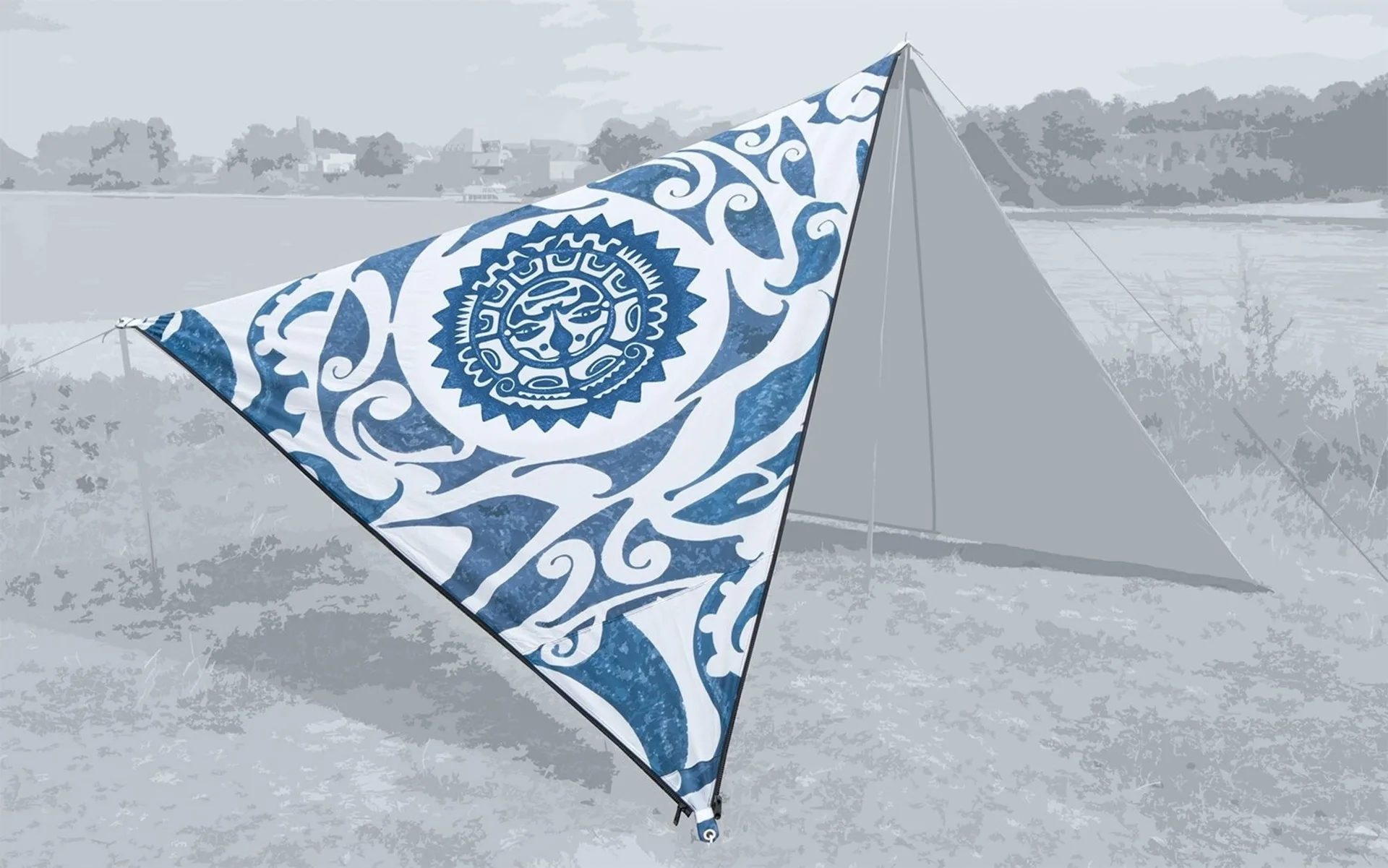 Bent Canvas Allover Set Tarp New Zealand sunprint / zipper black