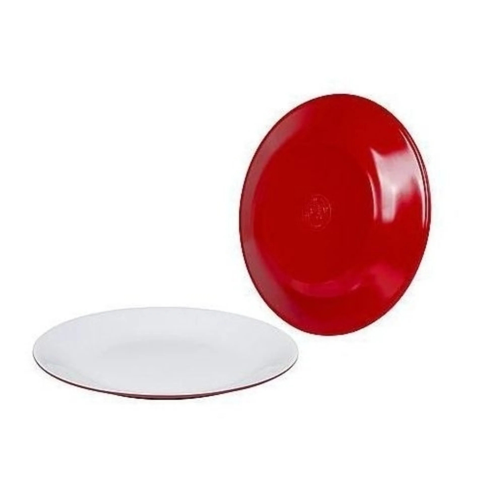 Assiettes plates Bo-Camp bicolores, lot de 4, rouge/blanc Assiettes plates Bo-Camp bicolores, lot de 4, rouge/blanc