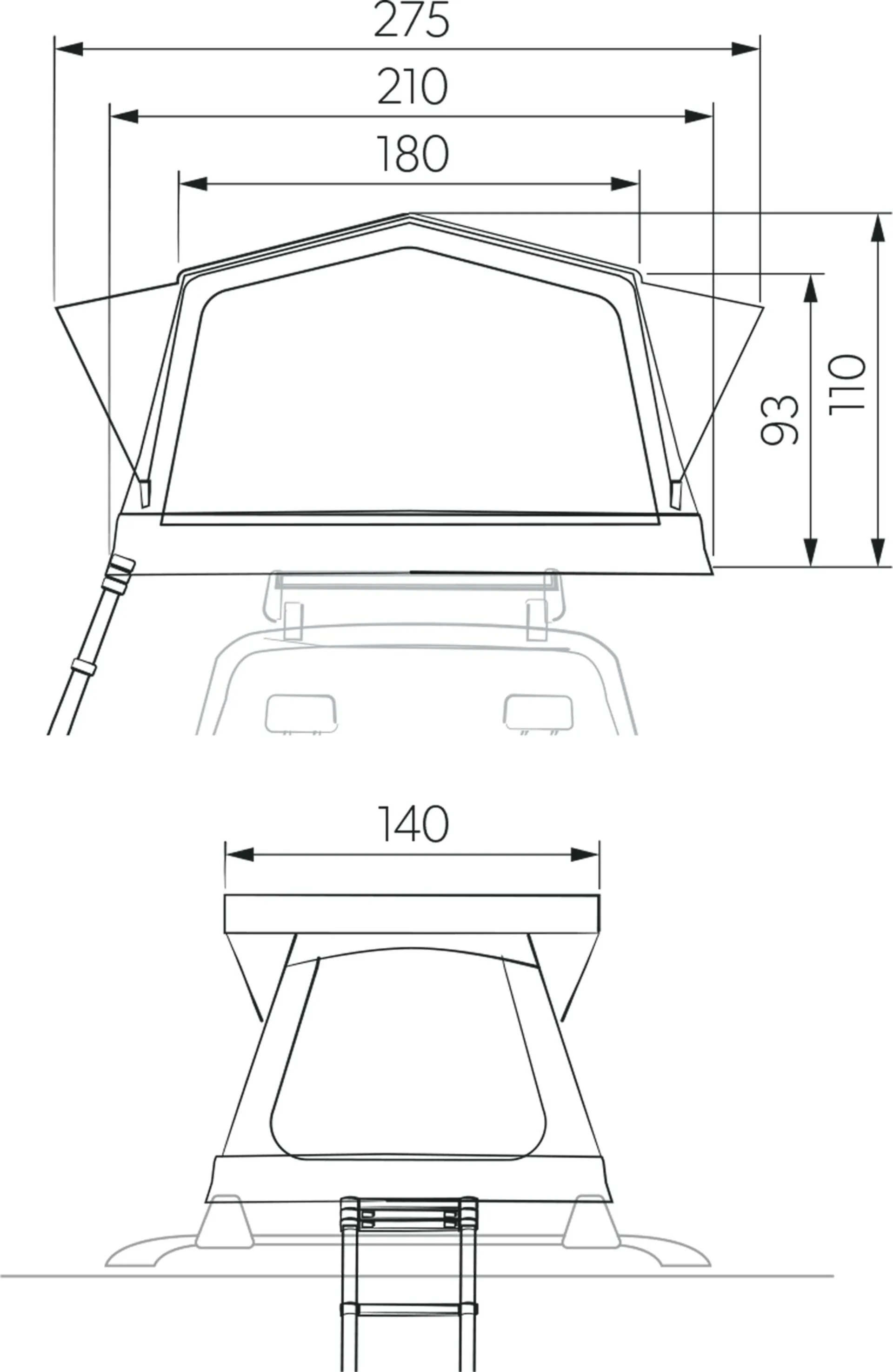 Dometic TRT 140 Air Aufblasbares Dachzelt inklusive Pumpe