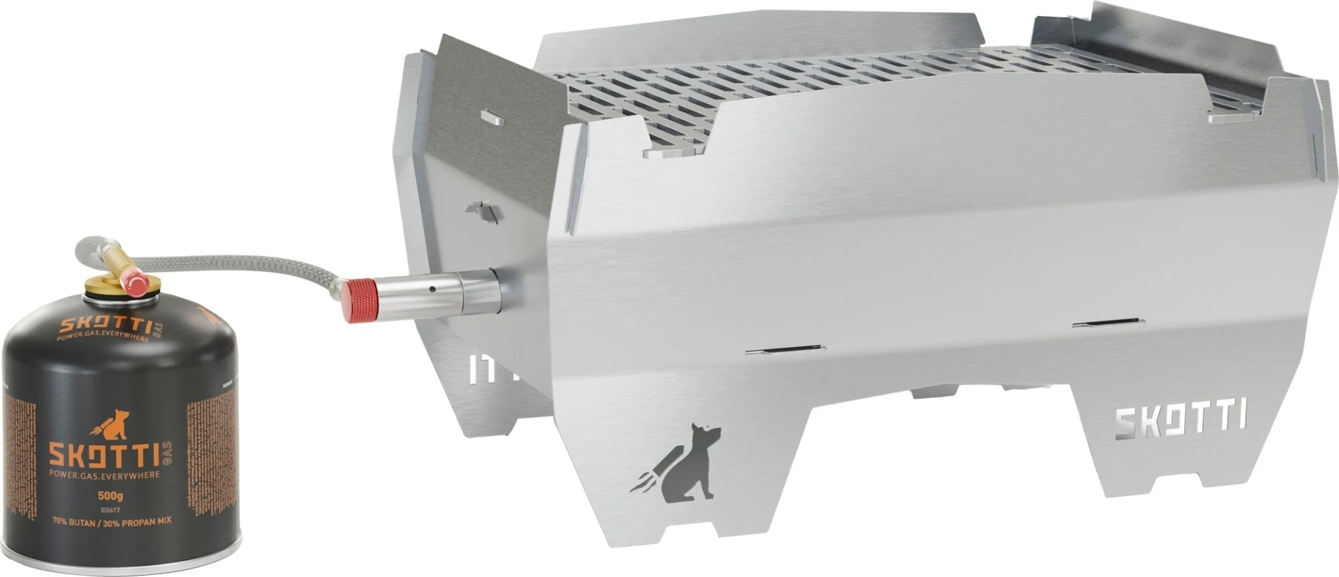 Skotti mobiler Gasgrill / Kohlegrill inklusive Tragetasche und Gasschlauch Skotti mobiler Gasgrill / Kohlegrill inklusive Tragetasche und Gasschlauch