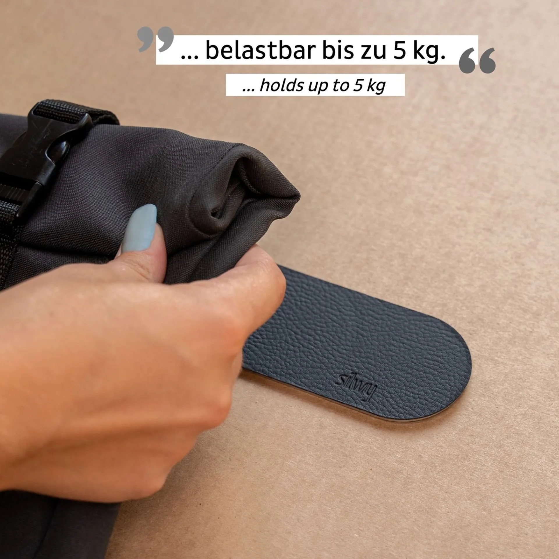 silwy® Sac magnétique "L" avec barre métallique 50 cm BLACK - tient jusqu'à 5 kg