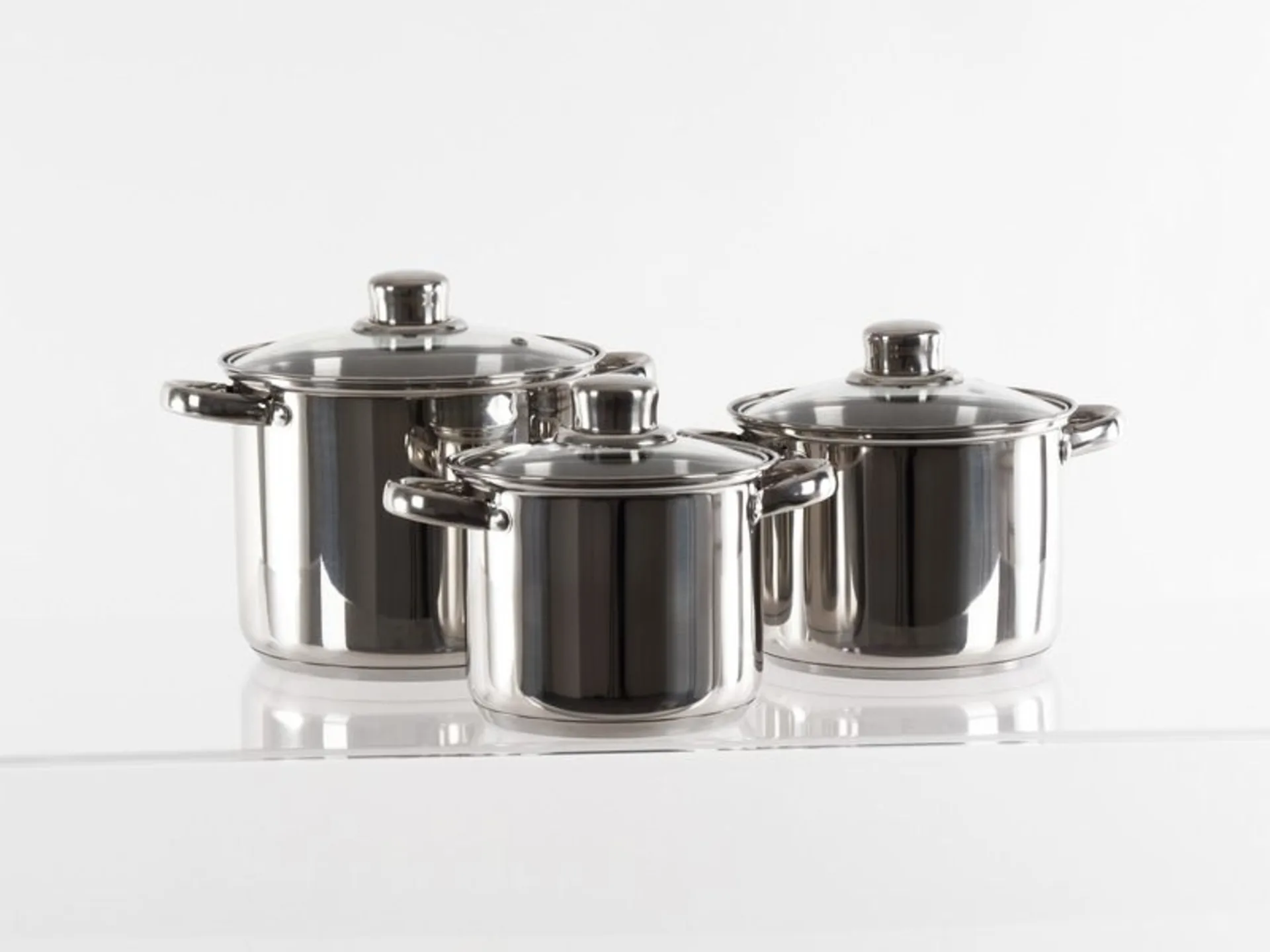Set de casseroles en acier inoxydable Camp4 6 pièces avec couvercle en verre
