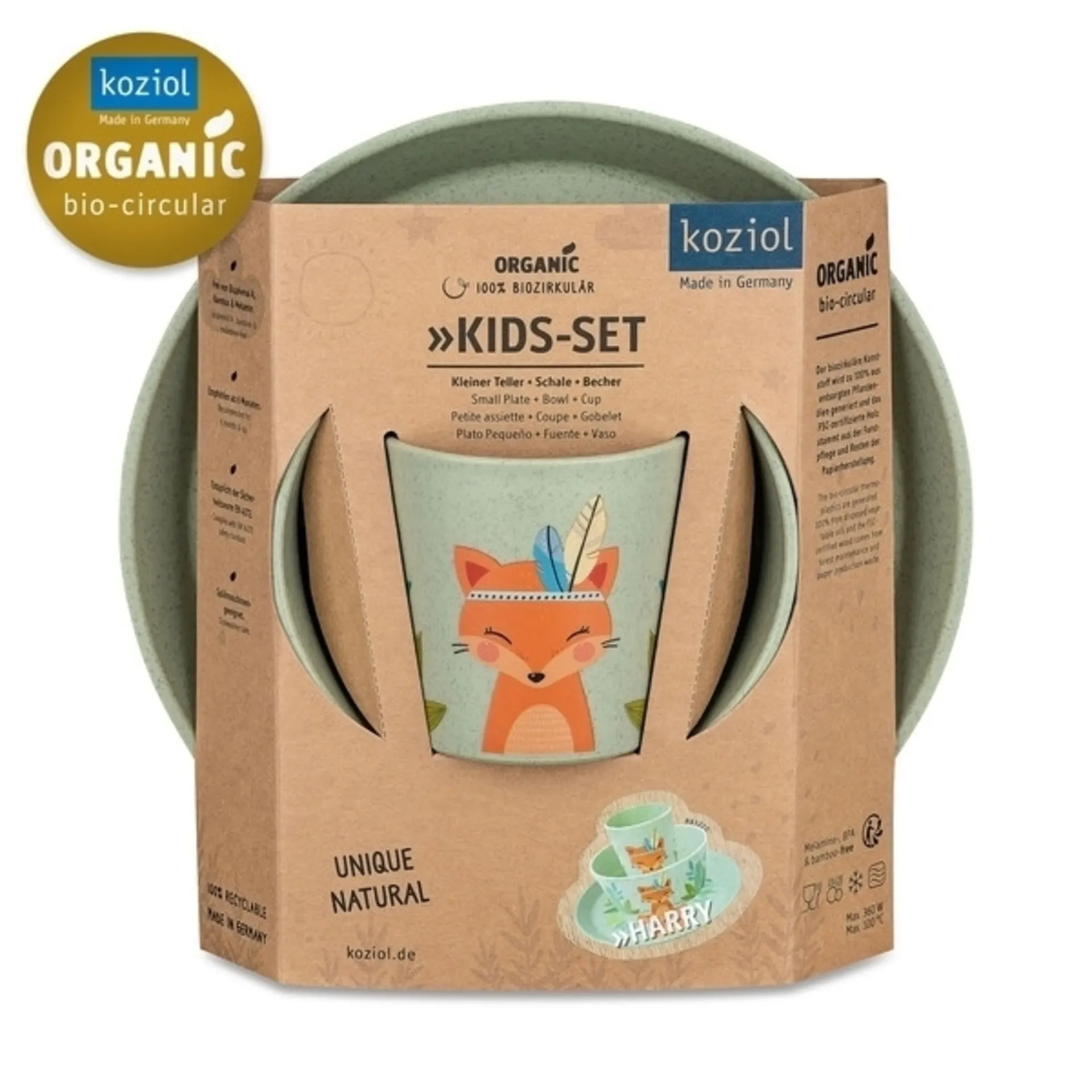 Koziol Organic Kids Kindergeschirr-Set 3-tlg. green