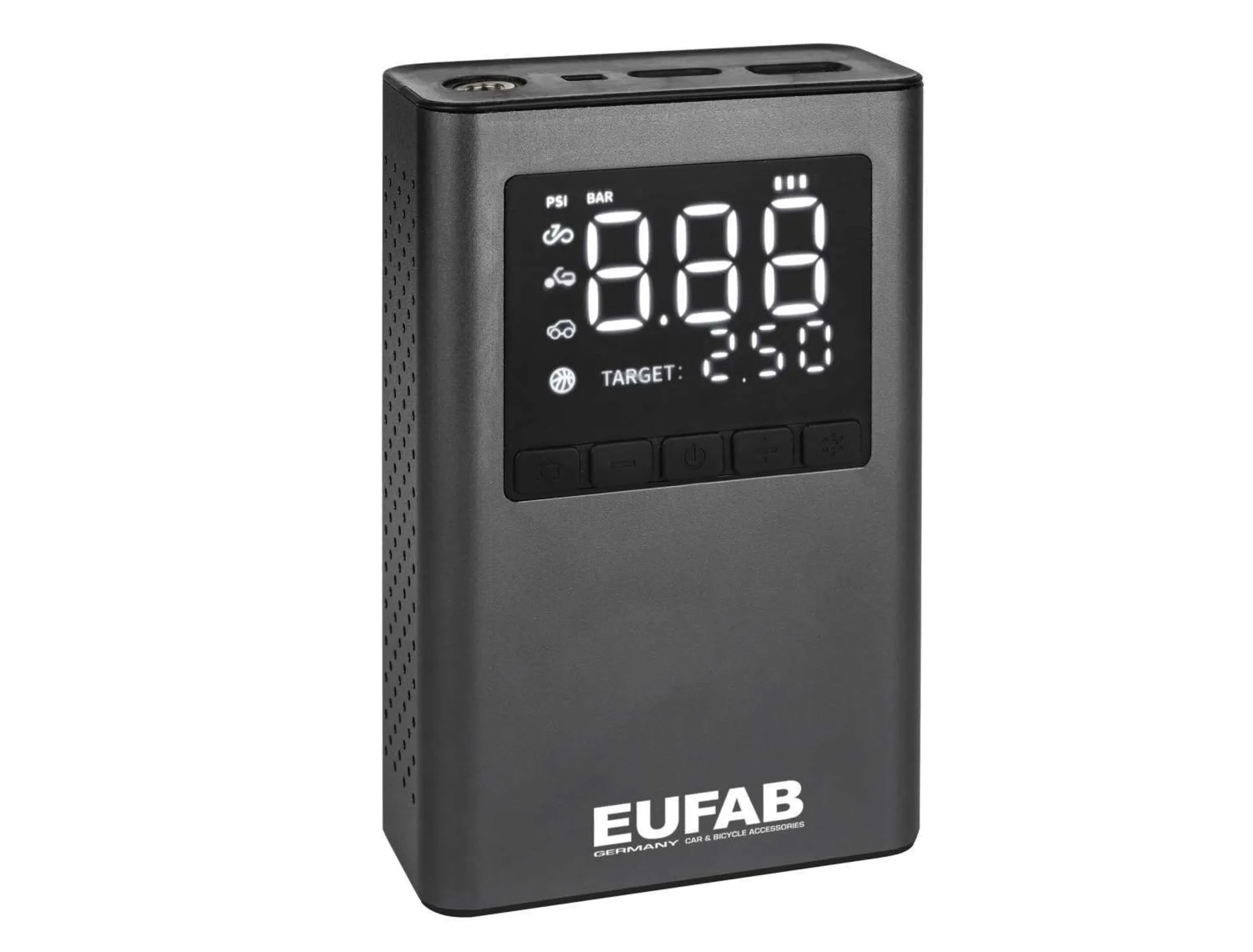 Mini compresseur à piles Eufab avec banque de puissance intégrée 800 mAh