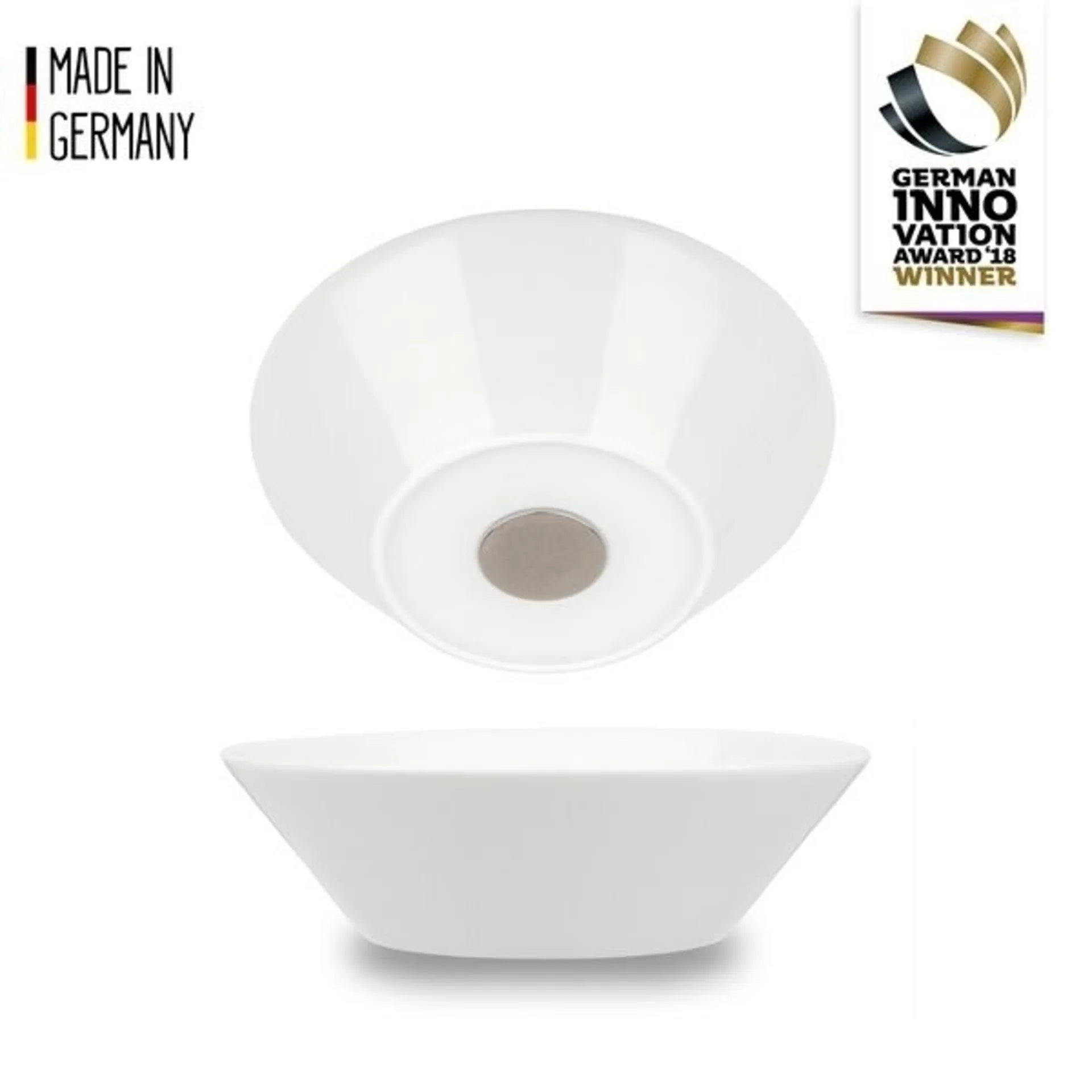 Magnet-Teller Bowl, 2 Stück, weiss, Porzellan, H4.8cm, Ø16cm