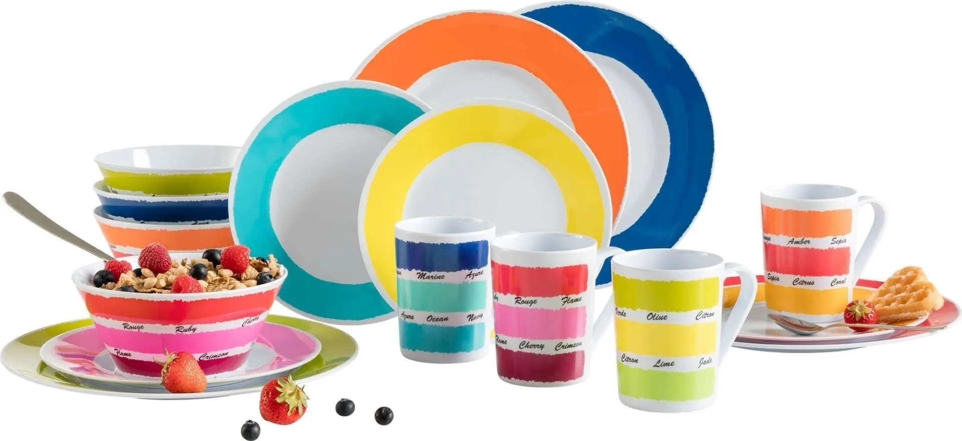 Flamefield Colours Melamin Geschirrset 16 teilig