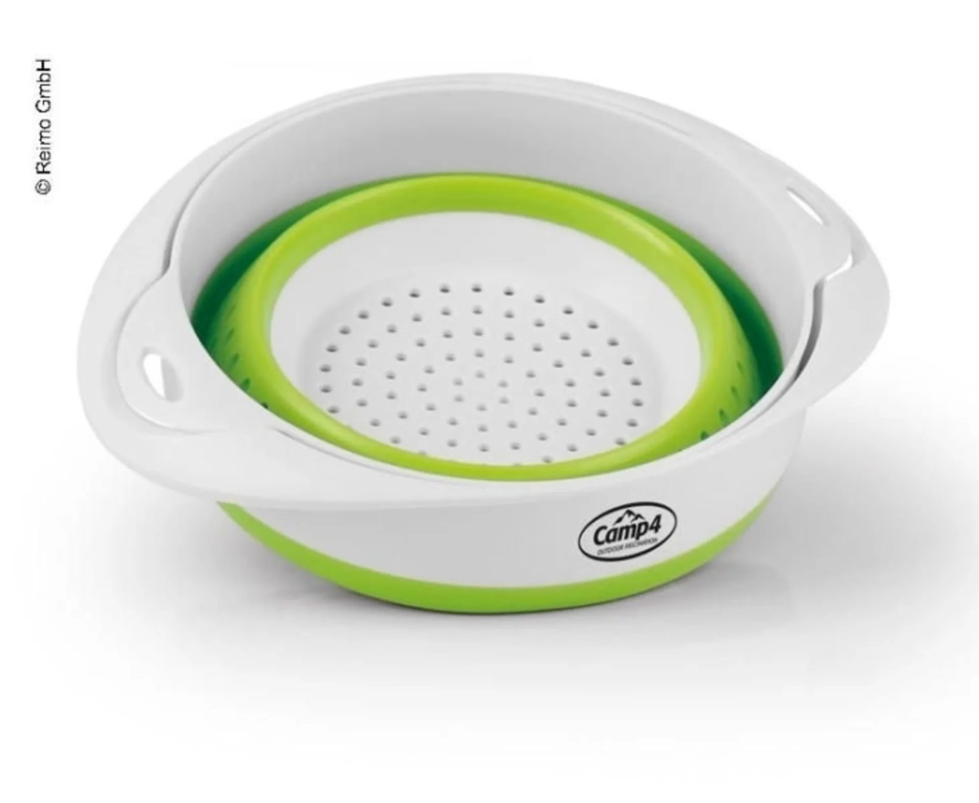 Bol + passoire en silicone, pliable, set, blanc/citron vert