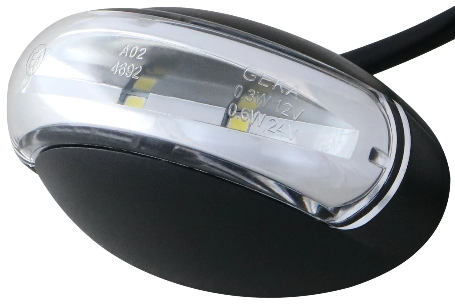 GEKA - LED-Positionsleuchte weiss 12/24V 65 x 38 mm, Kabel 500 mm GEKA - LED-Positionsleuchte weiss 12/24V 65 x 38 mm, Kabel 500 mm