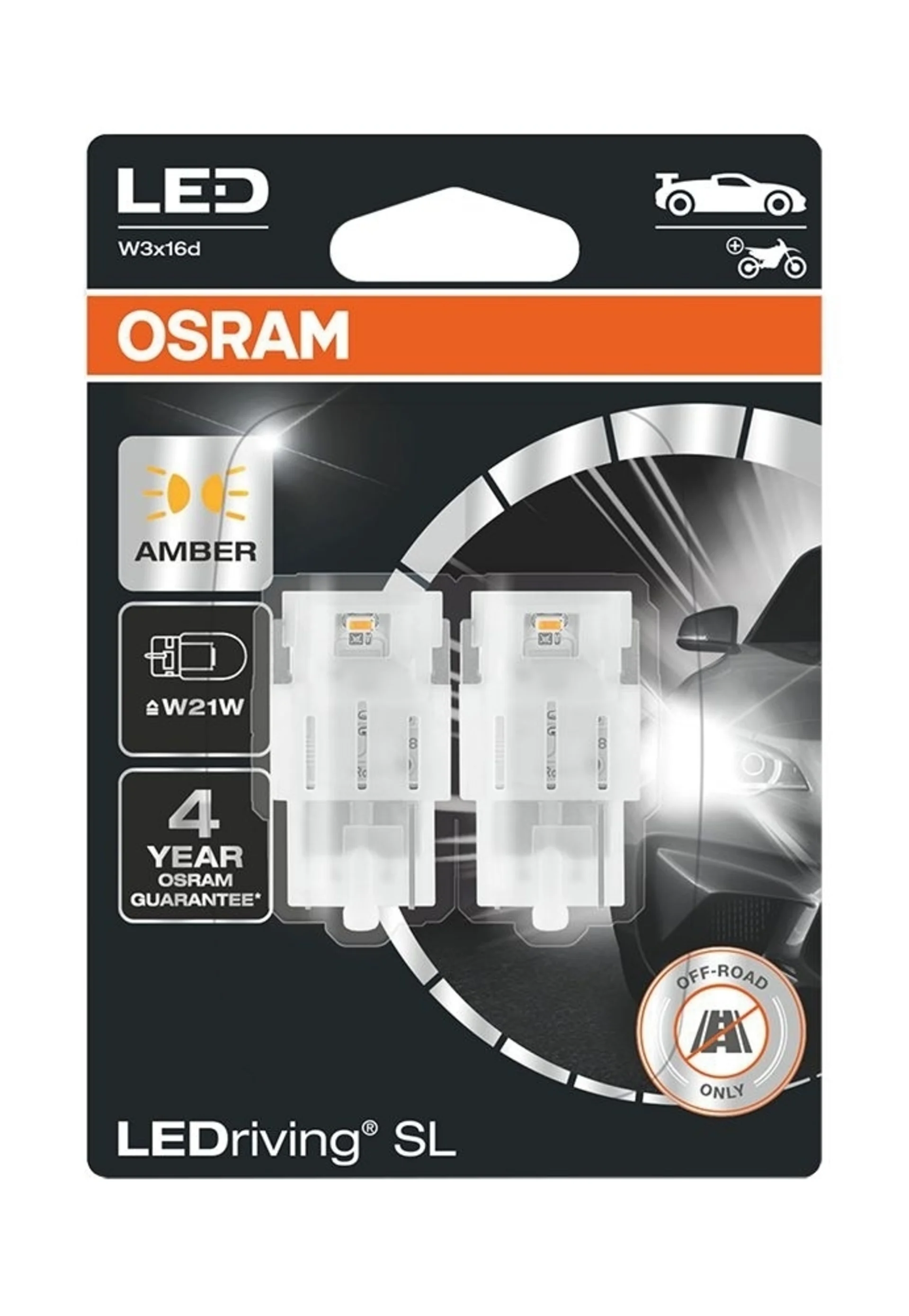 OSRAM - 2 x LED-Lampe W21W 12 V orange