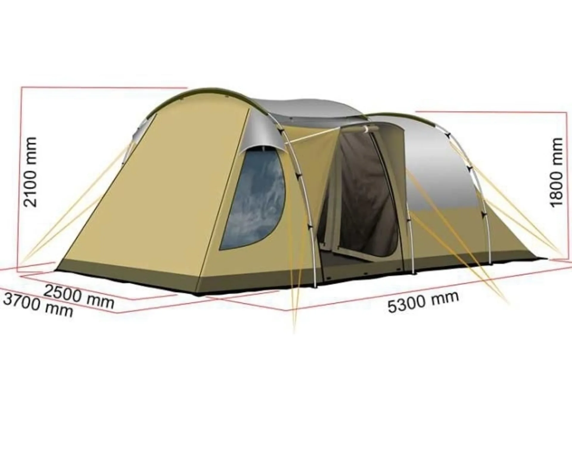 Reimo Silvretta 2 Z6 Tente familiale - Tente de camping 5 personnes avec 2 cabines de couchage et tapis de sol