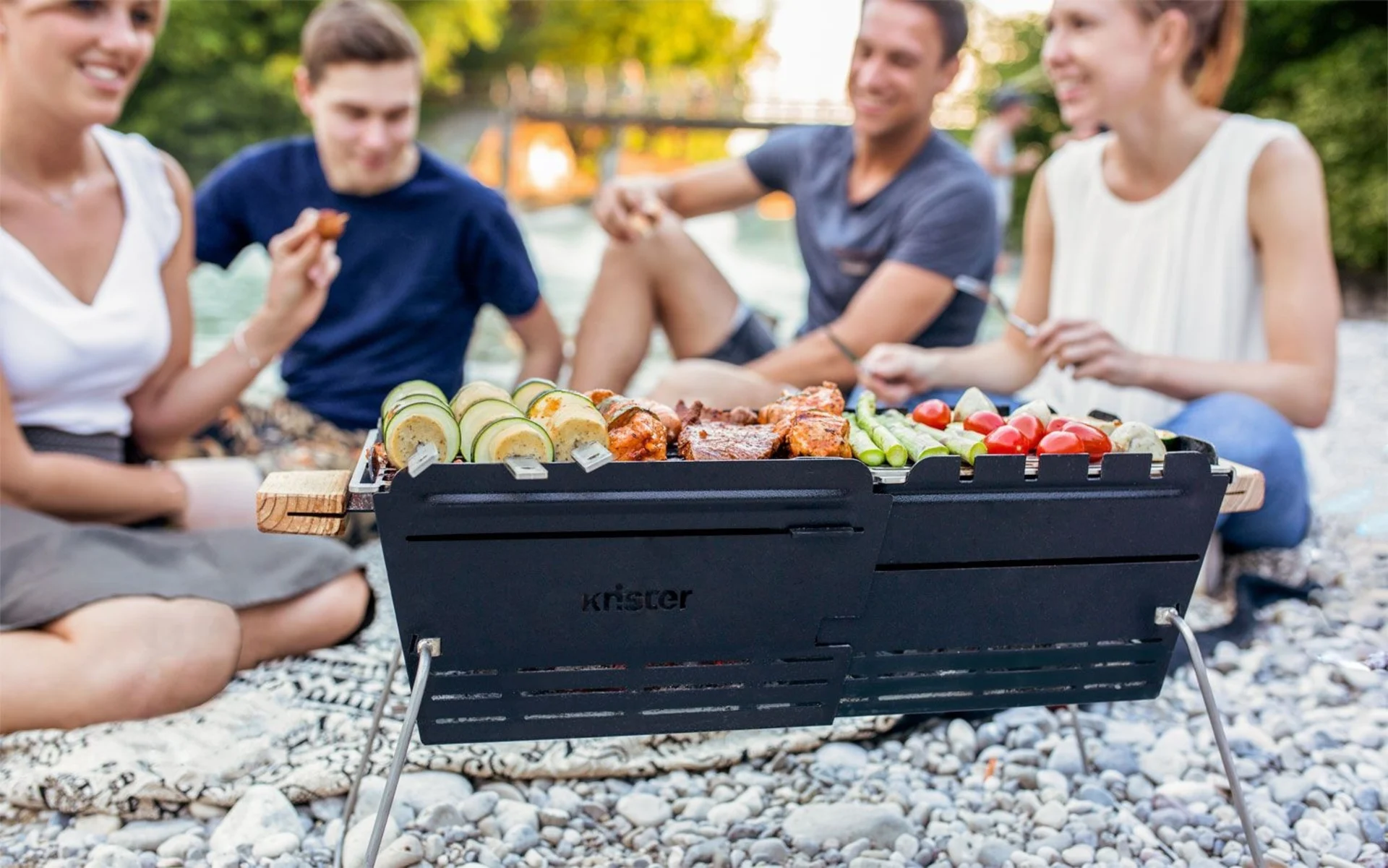 Set de barbecue Knister Original, charbon de bois extensible