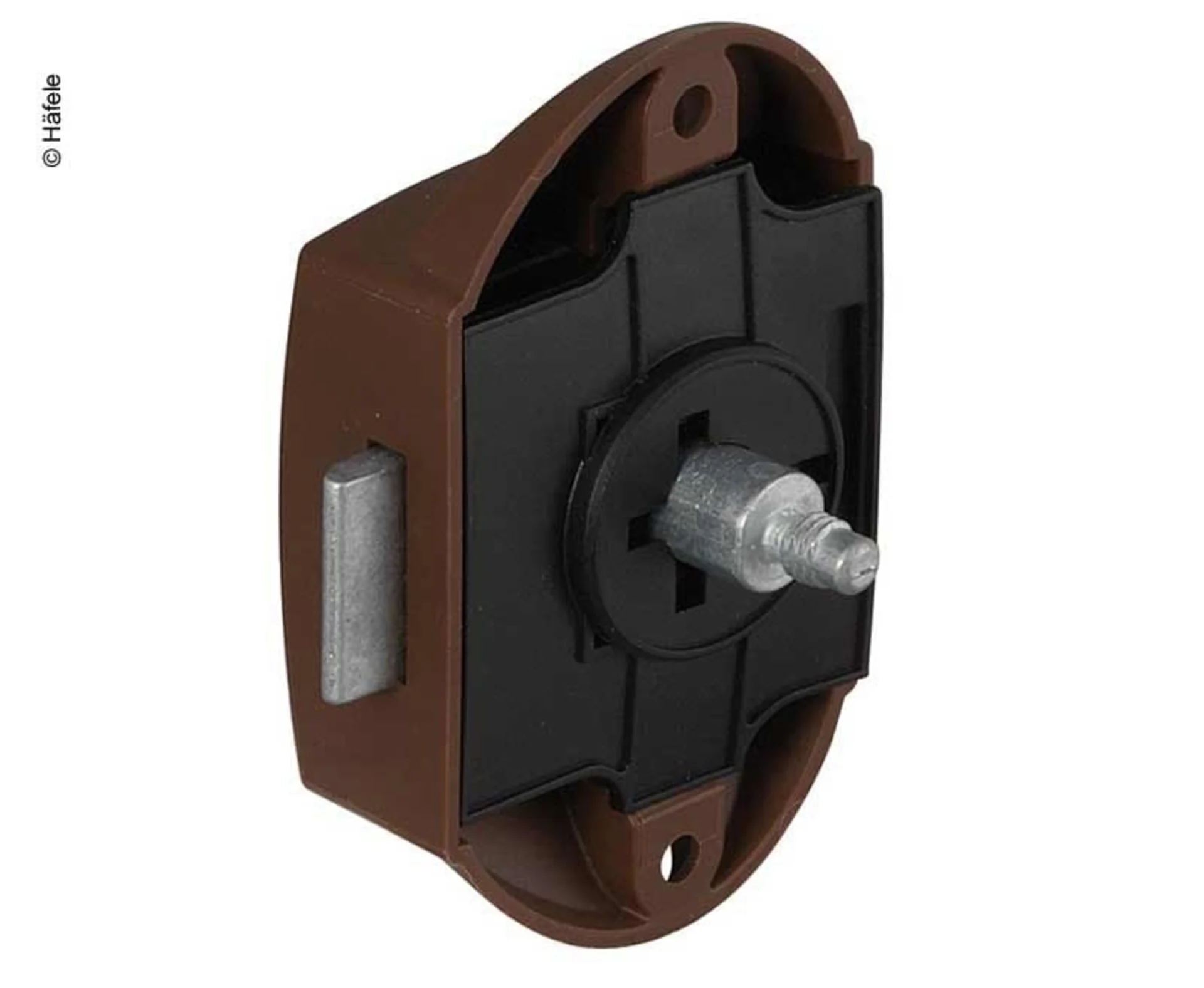 Serrure à pêne dormant Push-Lock, actionnable d'un côté, 25mm, marron