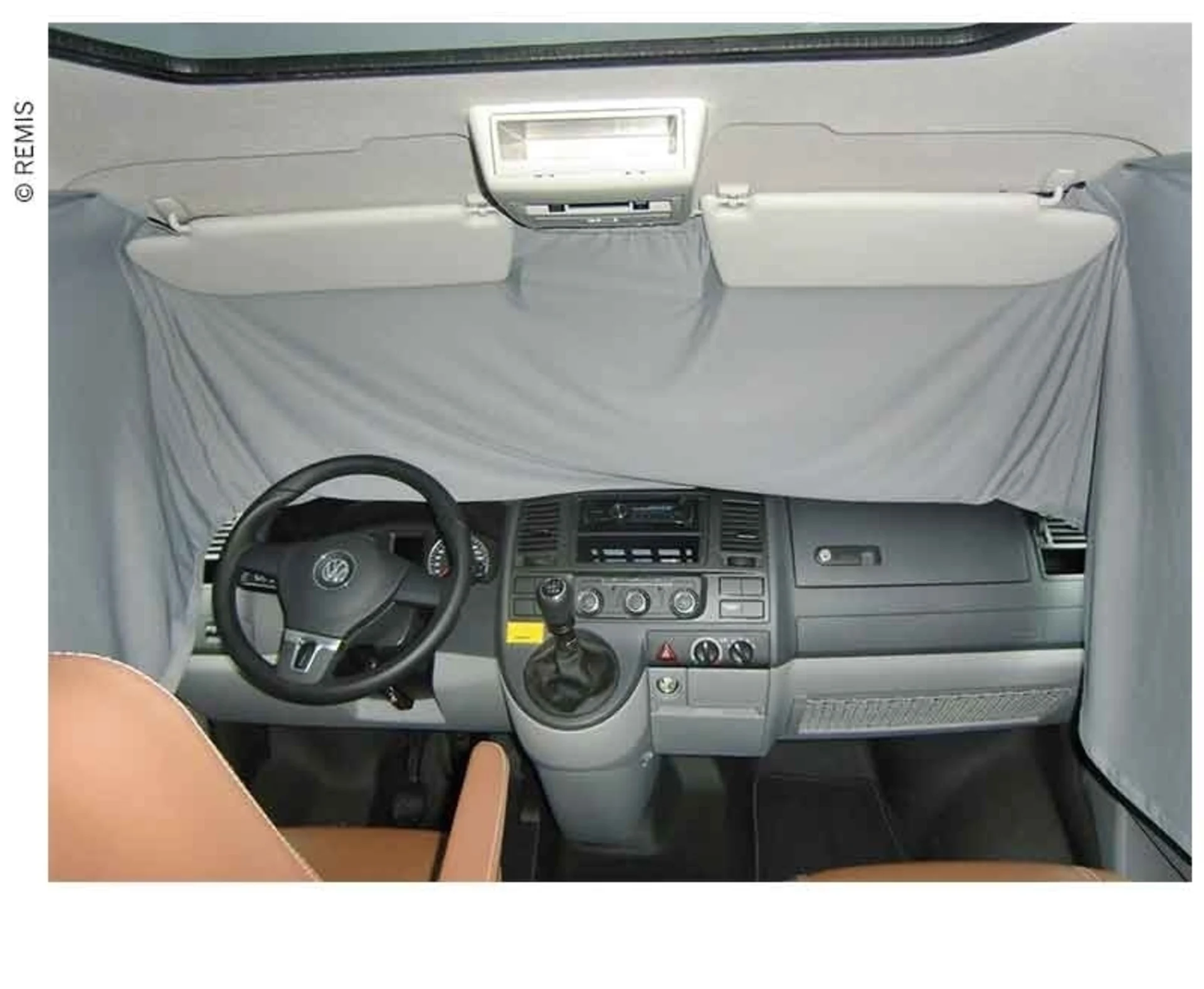Rideau de cabine pour VW T5/T6, VW Caddy Maxi et Mercedes Vito Metris en gris