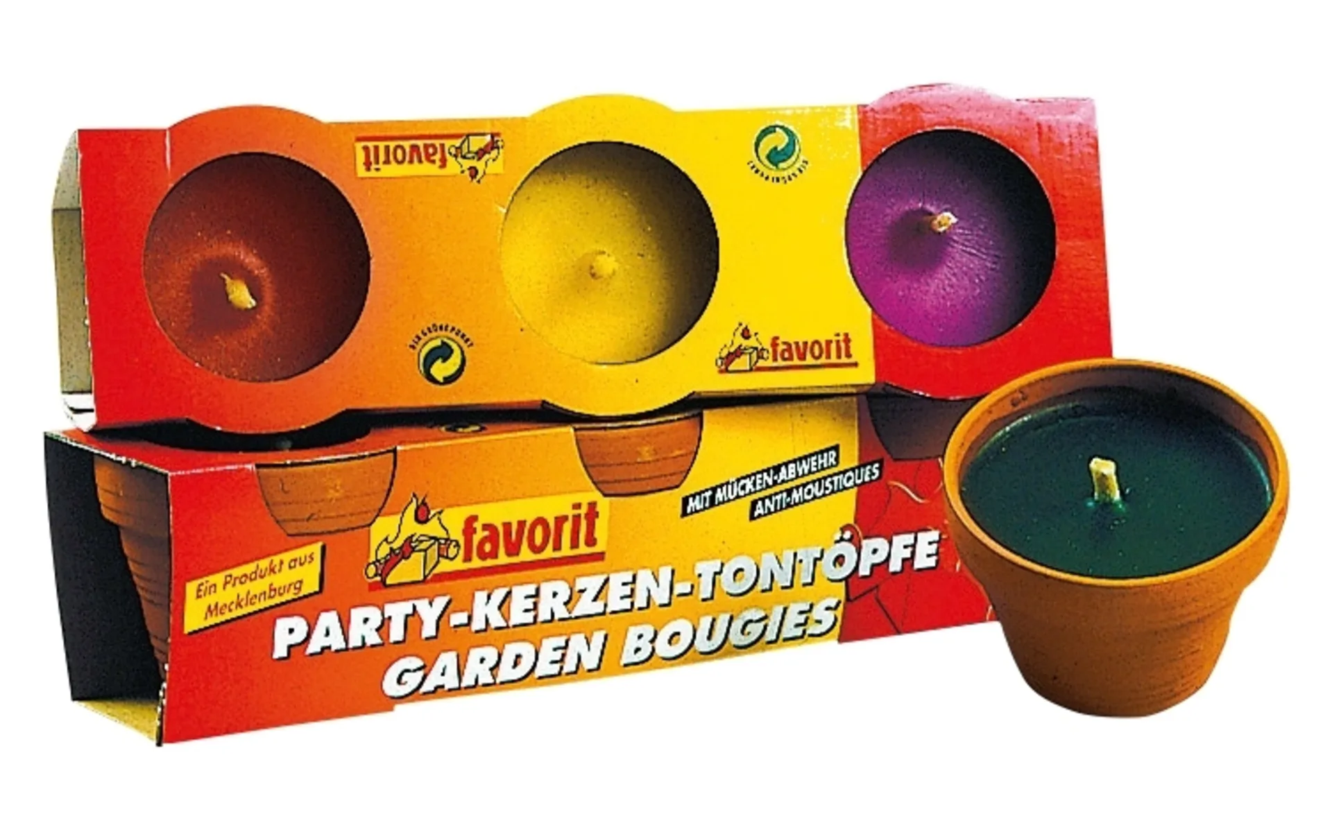TGO Bougies de fête dans un pot en terre cuite avec répulsif à moustiques pack de 3