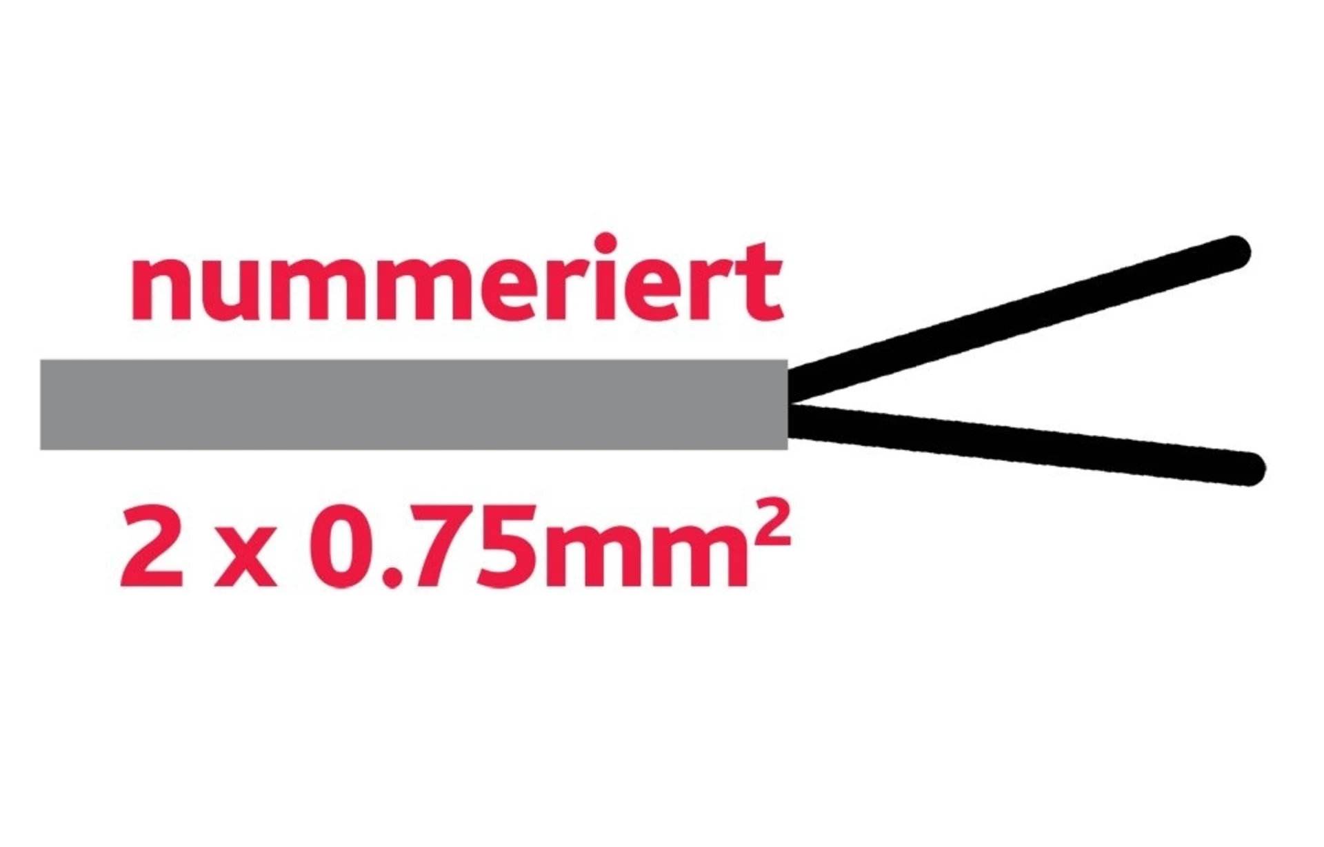 Steuerkabel 2 x 0.75 mm2 grau Adern schwarz nummeriert Steuerkabel 2 x 0.75 mm2 grau Adern schwarz nummeriert
