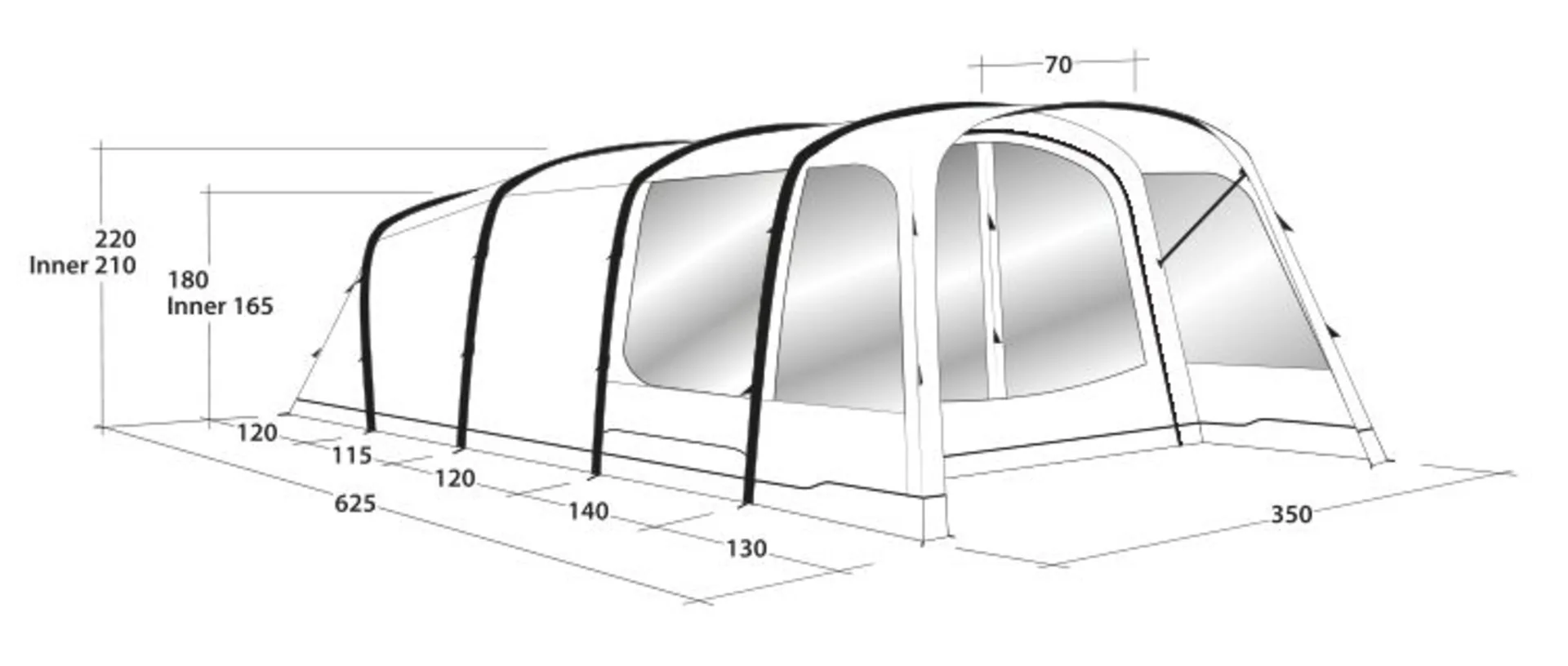 Outwell Avondale 5PA Tunnelzelt Aufblasbar 5 Personen Grün