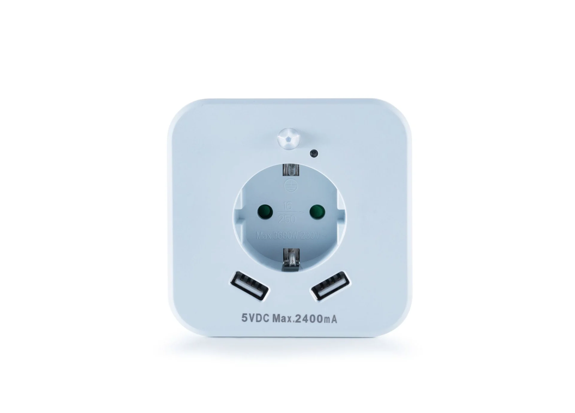 InnTec LED Nachtlicht SLED02W mit Bewegungssensor / Steckdose / USB-Buchsen
