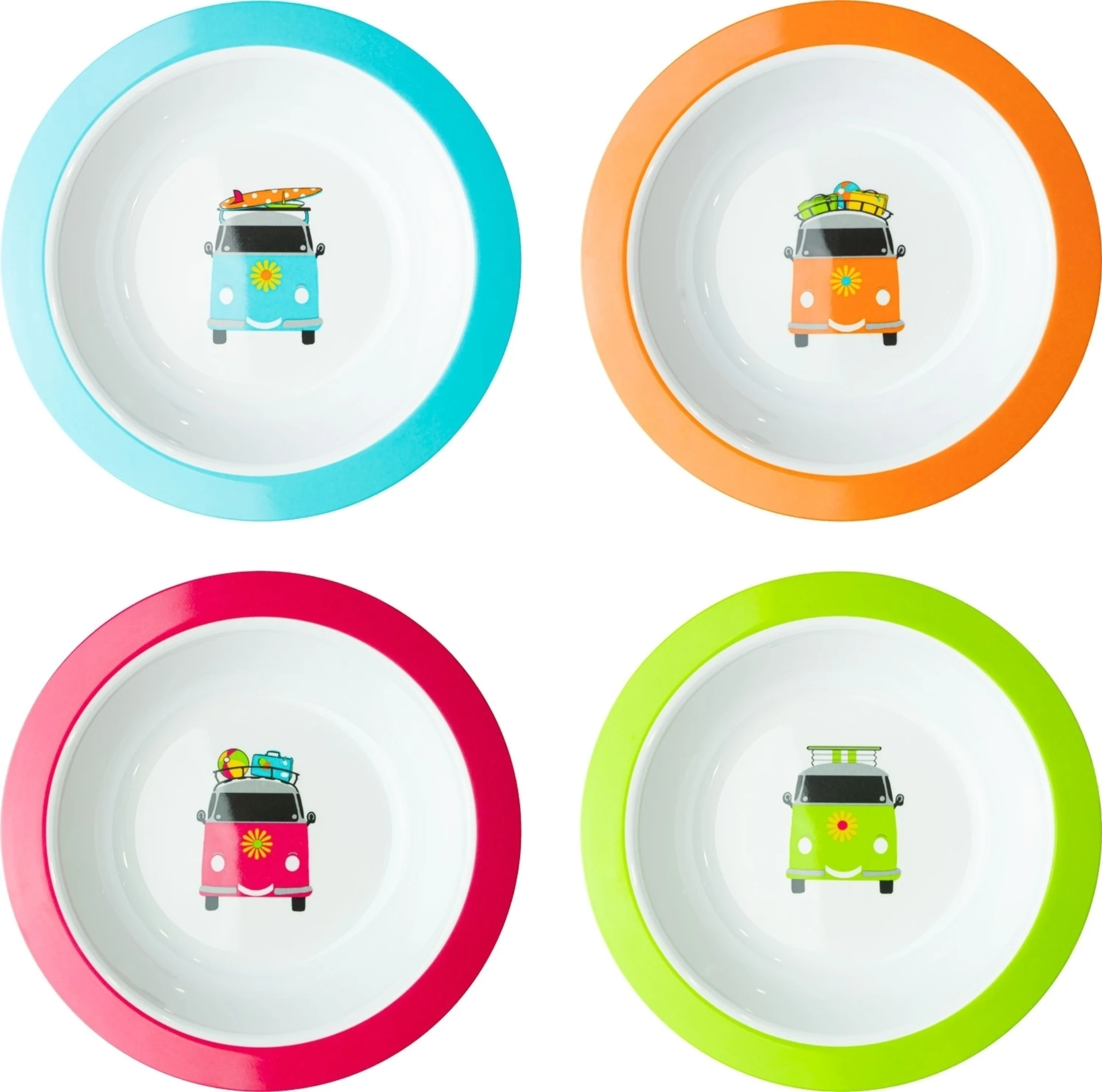 Flamefield Camper Smiles Set d'assiettes à soupe 4 pcs. Flamefield Camper Smiles Set d'assiettes à soupe 4 pcs.