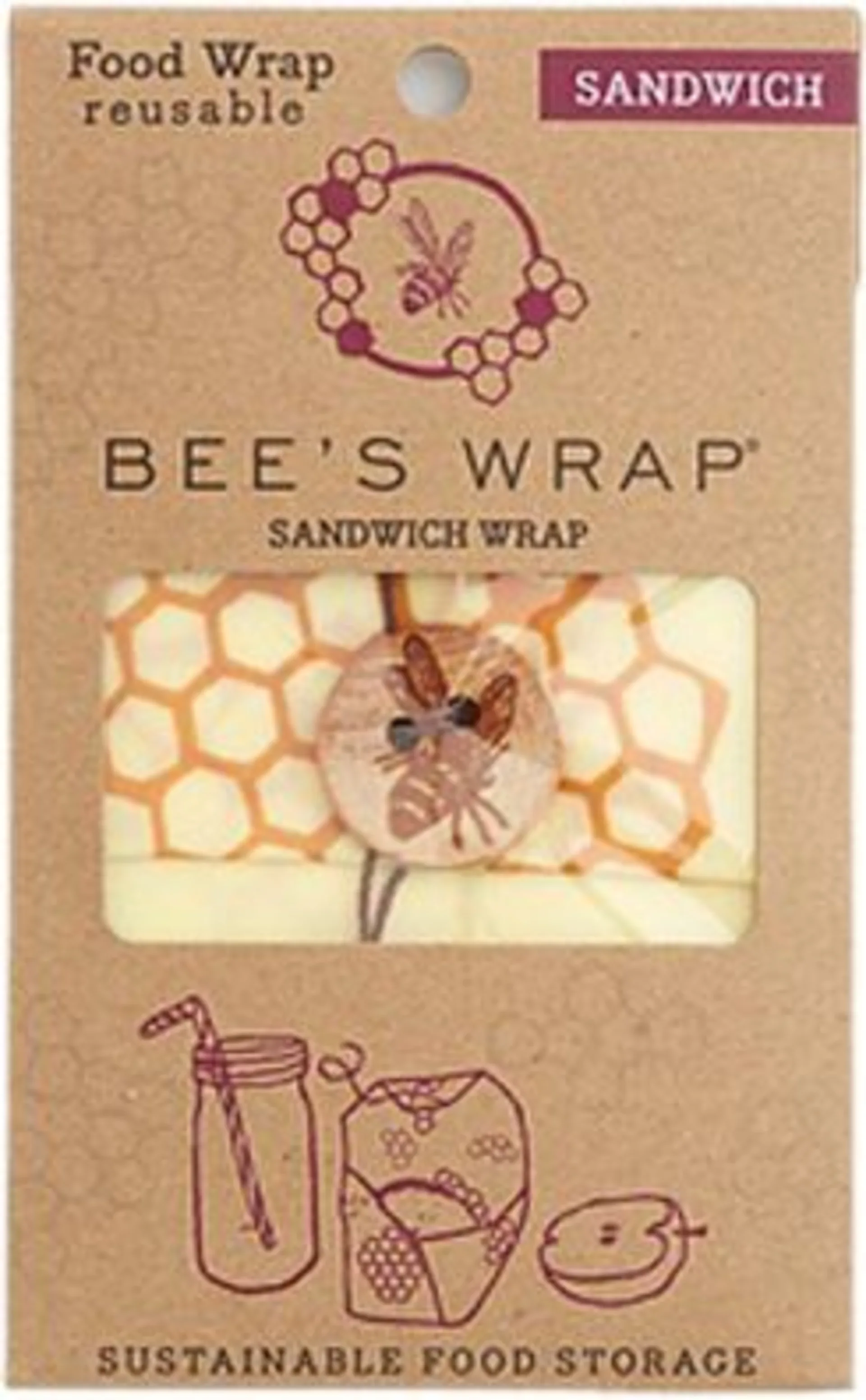 Bees Wrap Bienenwachstuch für Sandwiches 33 x 33 cm