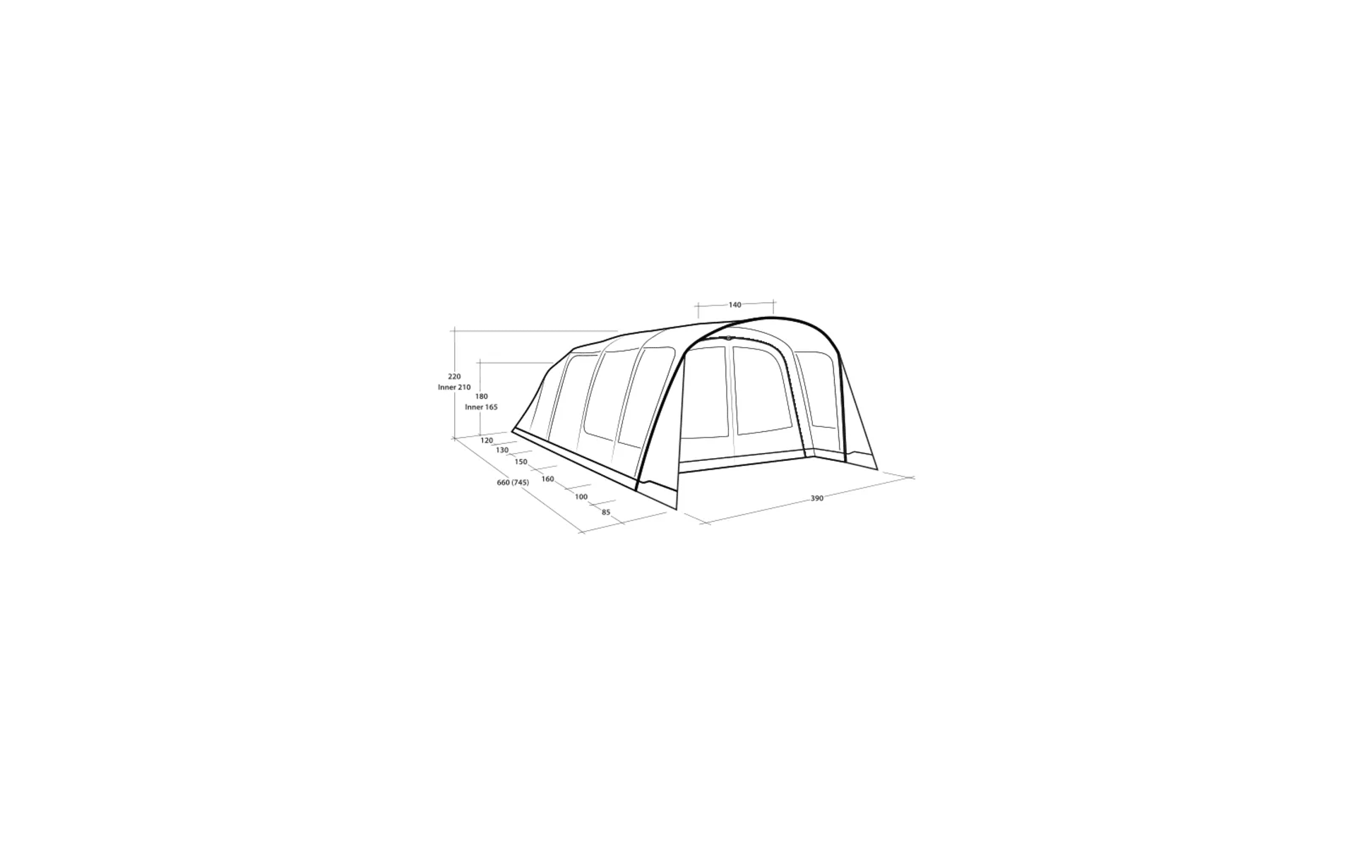 Outwell Hayward Lake 6ATC aufblasbares Tunnelzelt 6 Personen