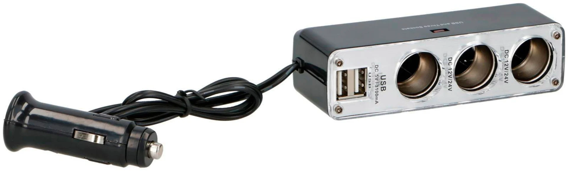 Dunlop prise triple 12/24 V avec 2 x USB