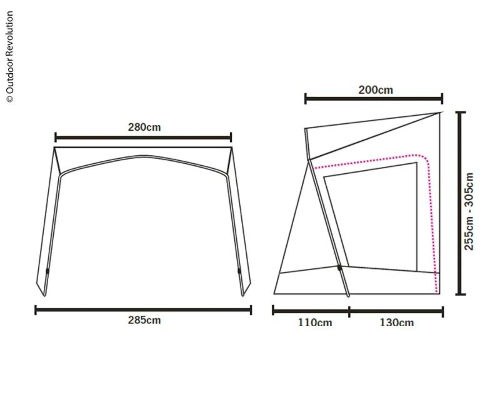 Sonnendach TECH-LINE Canopy Highline 280x240, Höhe 255-305 cm