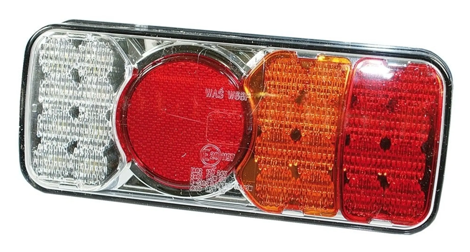 WAS - LED-Schlussleuchte 12/24V rechts 200.5x85x40mm, mit RFL