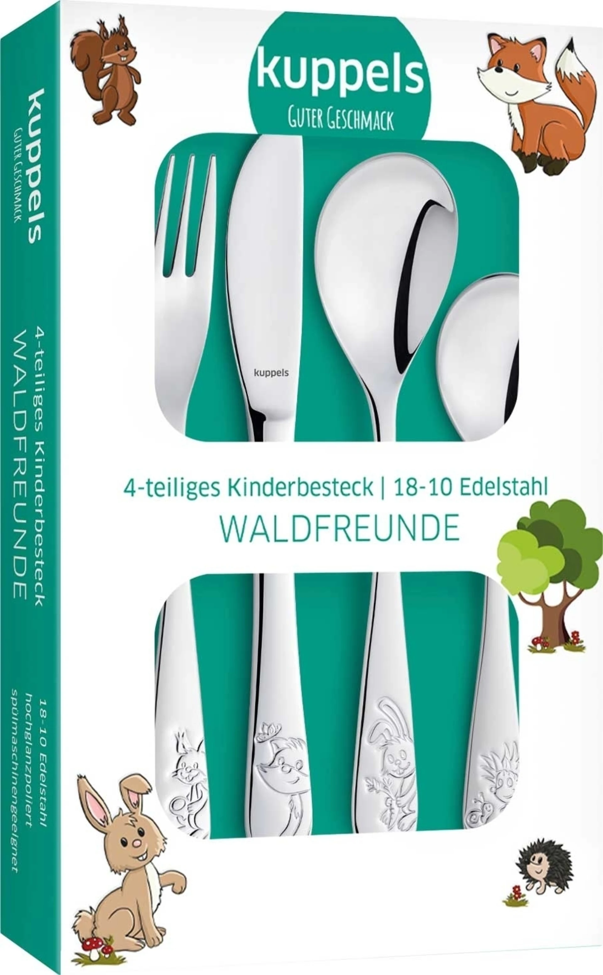 Kuppels Waldfreunde Acier inoxydable Couverts pour enfants Set 4 pcs.