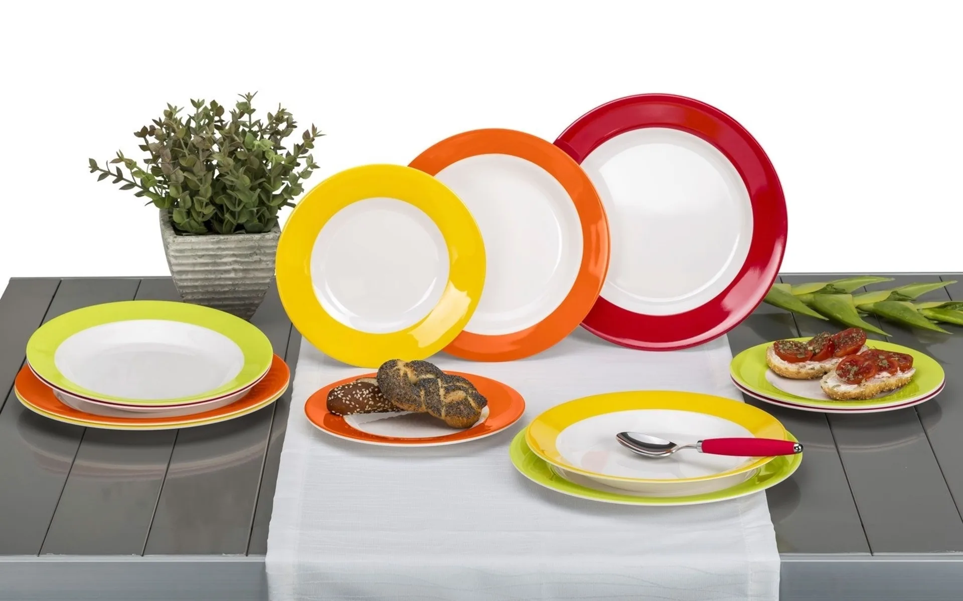 Gimex Rainbow Melamin Geschirrset 12 teilig gelb / orange / lime / rot
