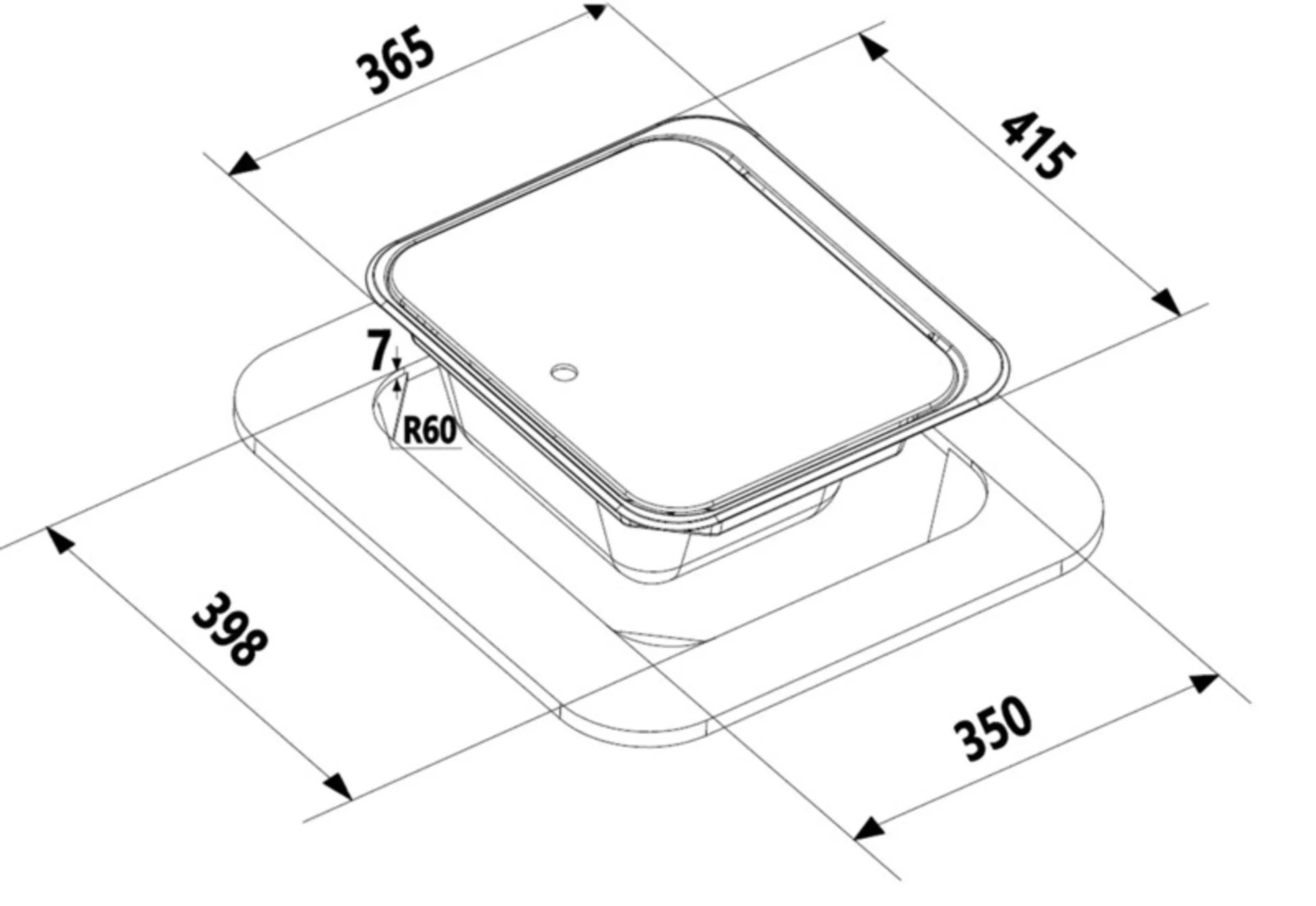Spüle 1-teilige Glasabdeckung