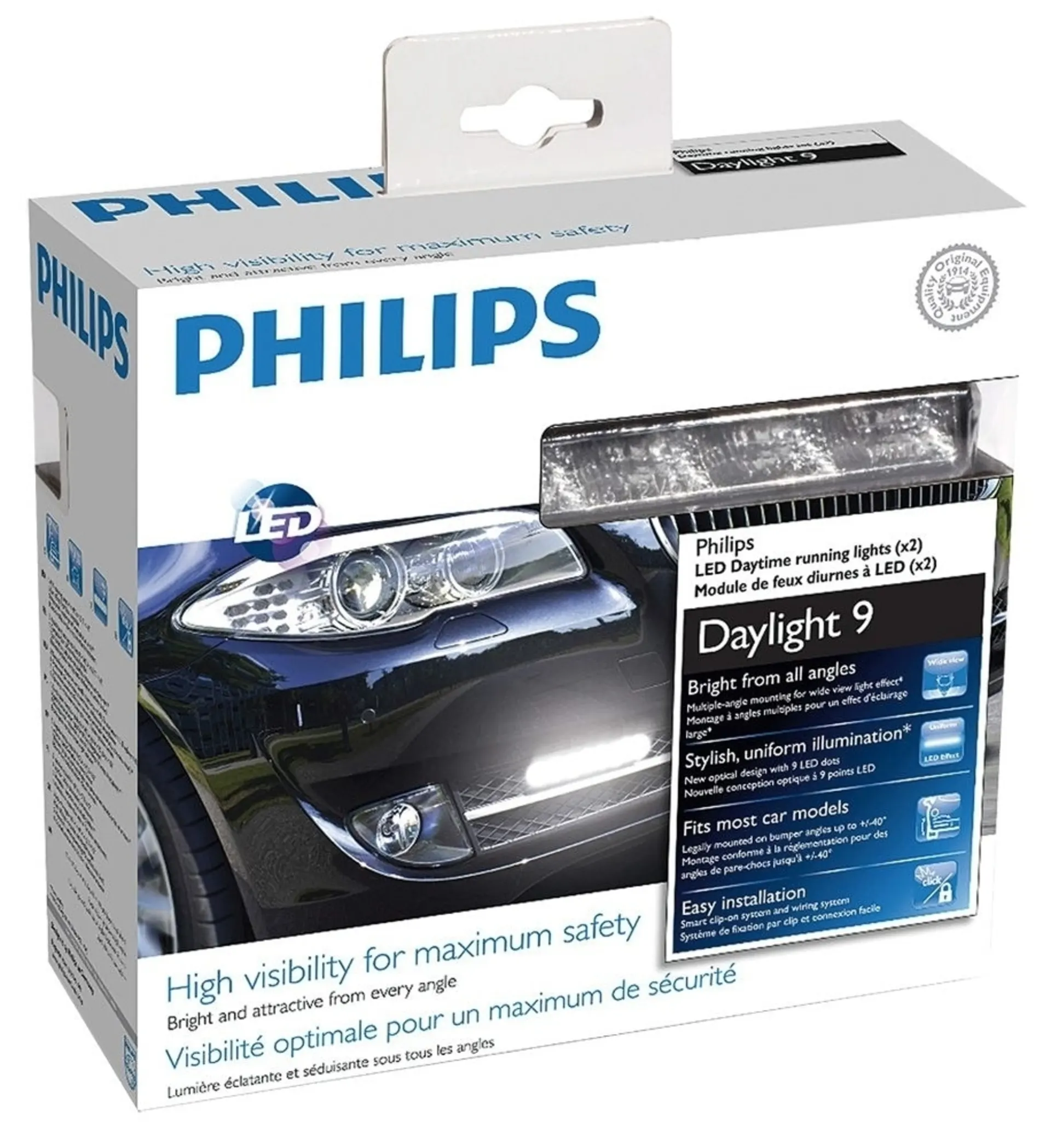 Philips - Kit de feux diurnes 12/24 V, 9 LED, 125 x 23 x 31 mm **12/24 V** Philips - Kit de feux diurnes 12/24 V, 9 LED, 125 x 23 x 31 mm **12/24 V**