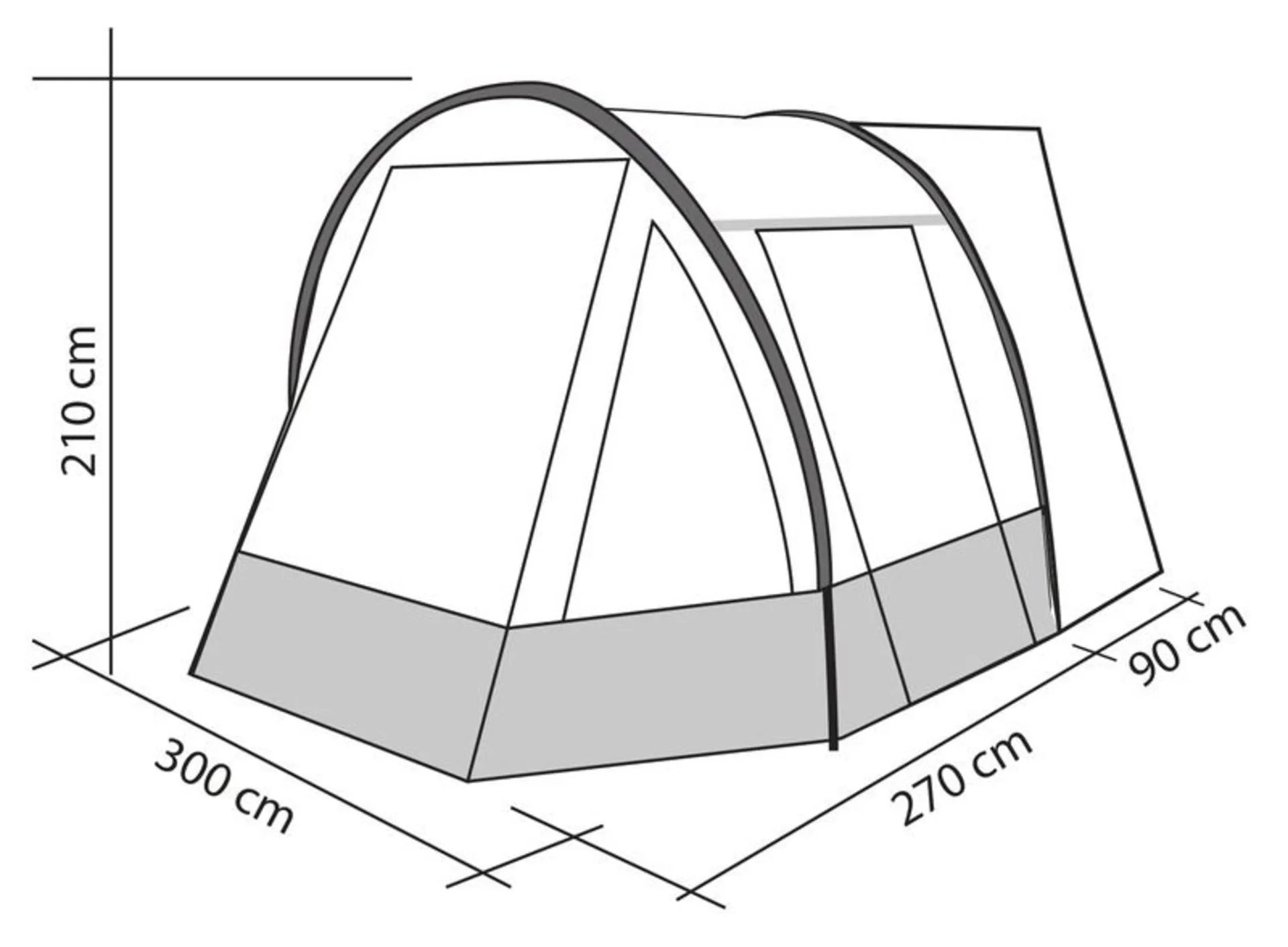 Tour Easy 4 Freistehendes Universal-Heckzelt mit Anbauhöhe 180-200cm