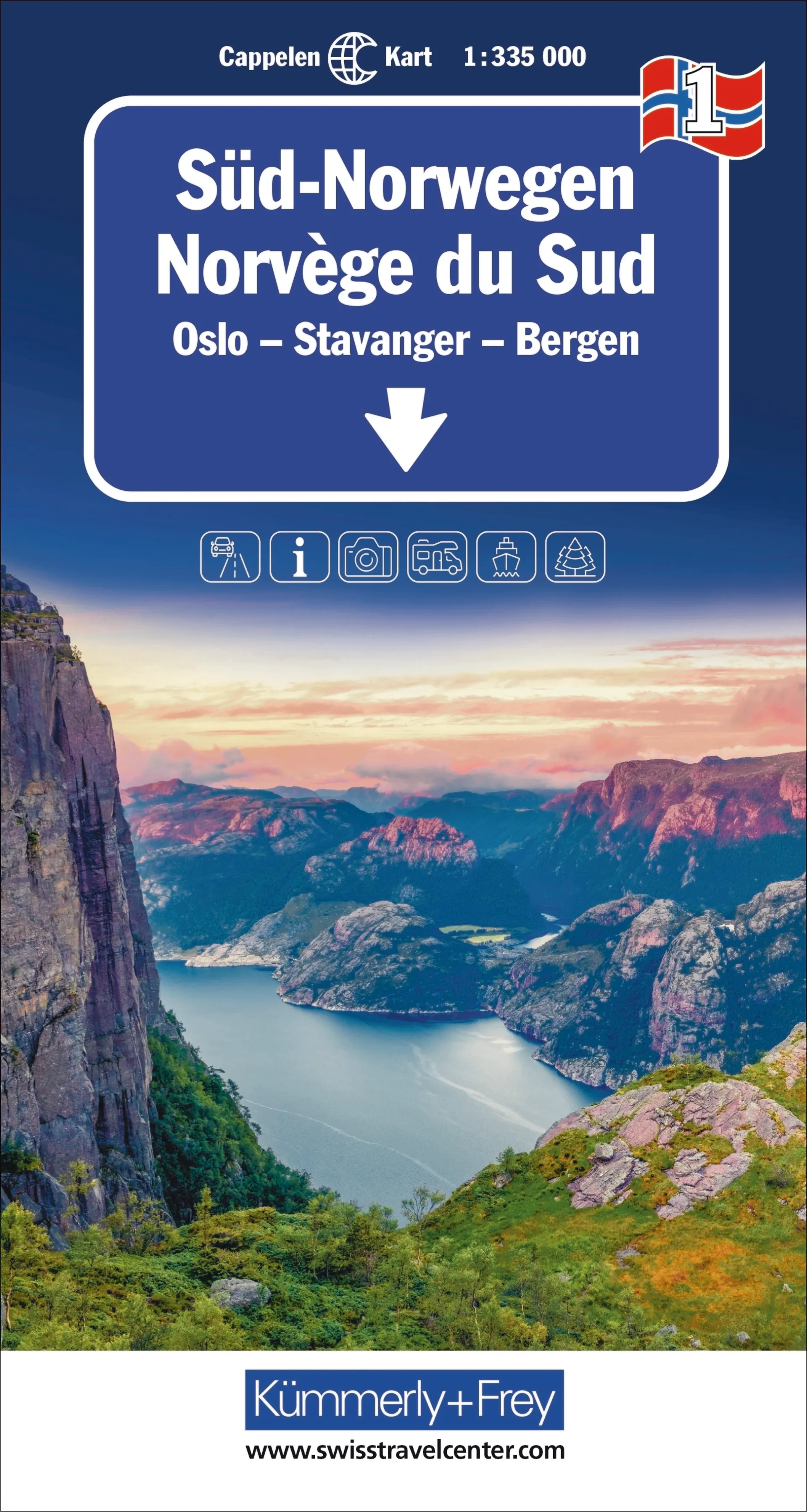 Süd-Norwegen Nr. 01 Regionalkarte Norwegen