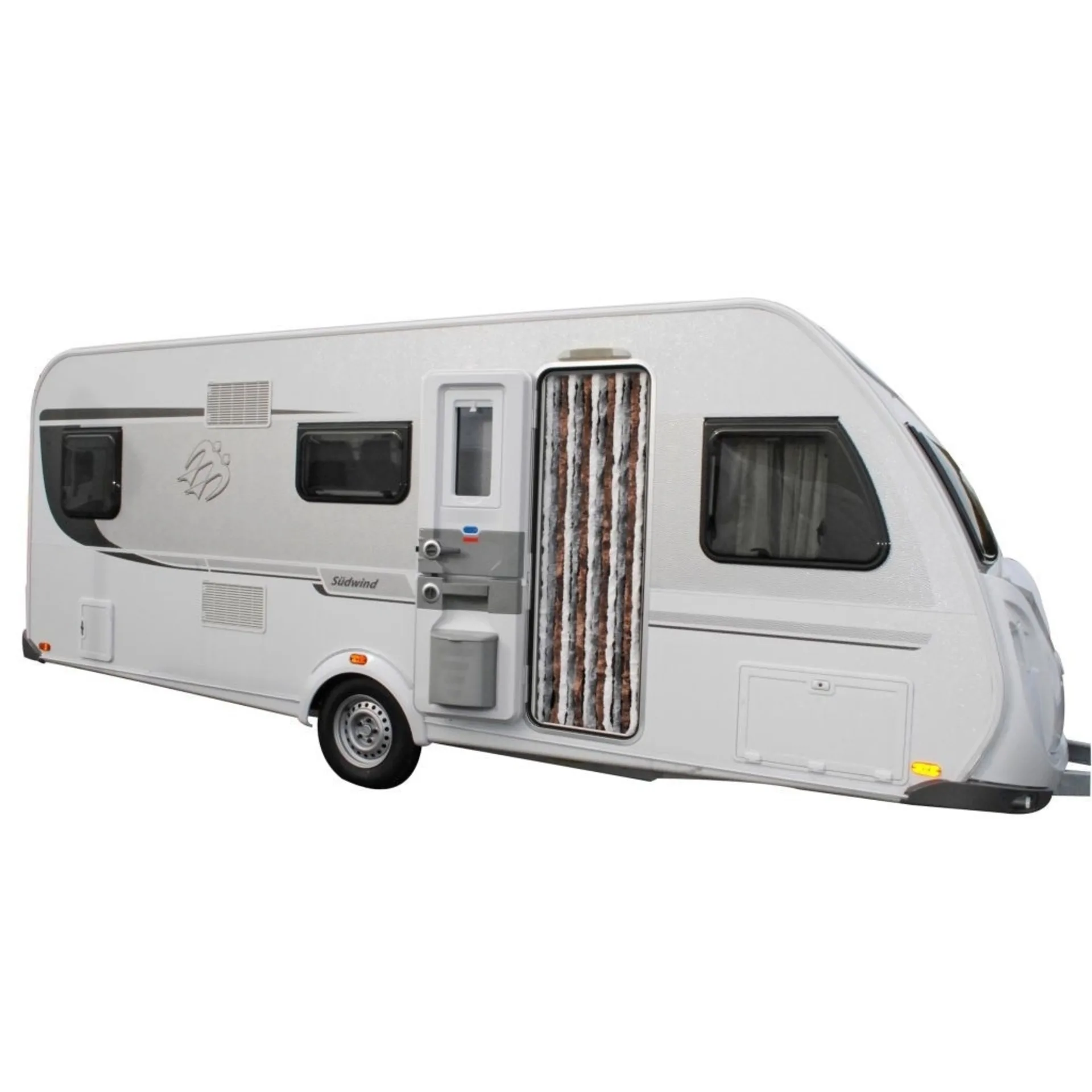 Chenille-Flauschvorhang Caravan 56 x 175 cm, blau/silber