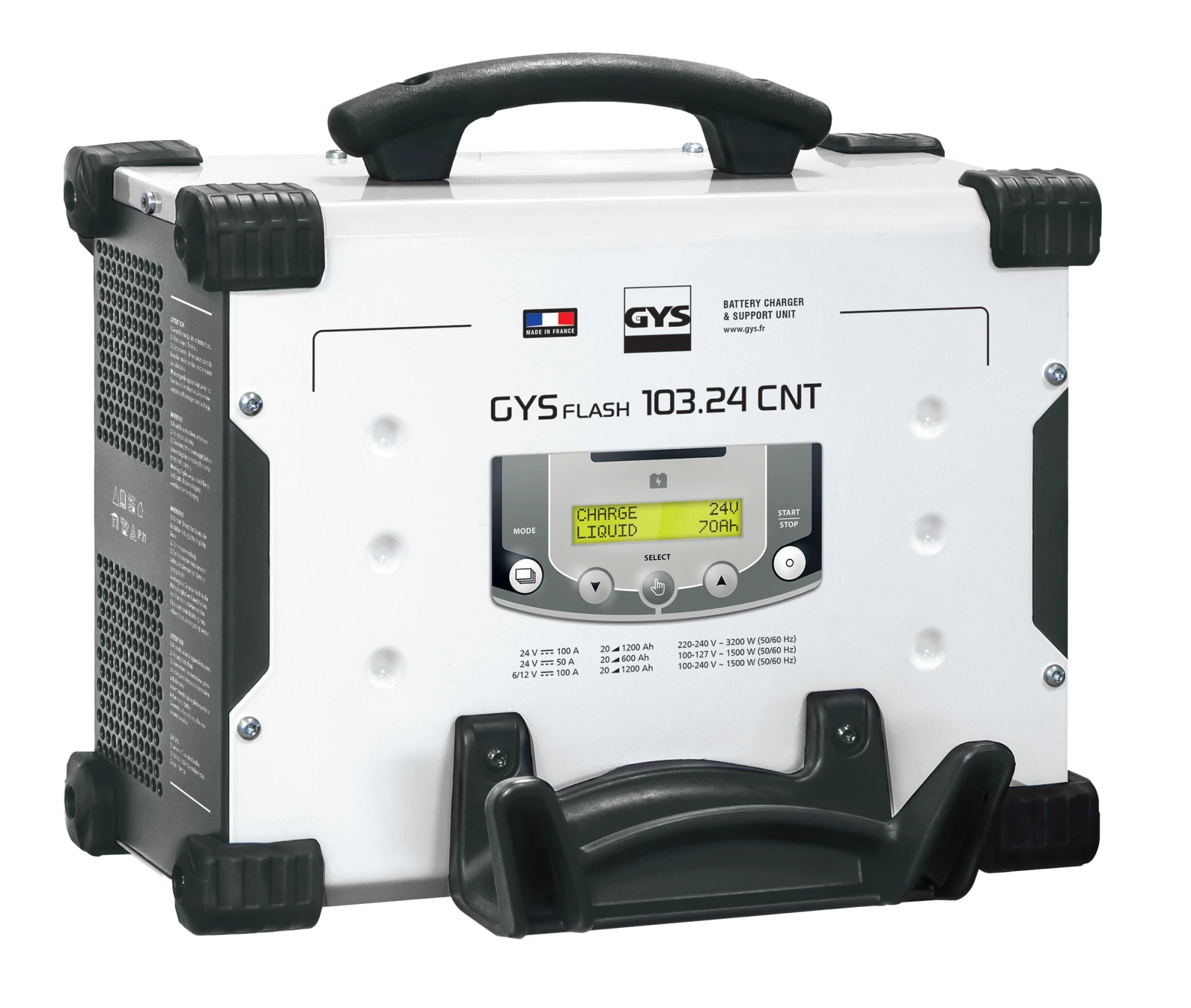 GYSFLASH - 103.24 CNT FV Werkstattladegerät 6 - 12 V - 24 V - 100 A 340 x 150 x 250 mm, 5 m Kabel, 25 mm2