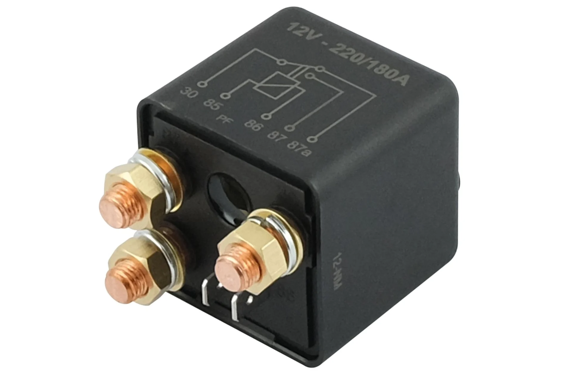 Hochleistungs-Wechslerrelais 12 V 220/180 A Wechsler 1 - 2, 3 x M6 Hochleistungs-Wechslerrelais 12 V 220/180 A Wechsler 1 - 2, 3 x M6