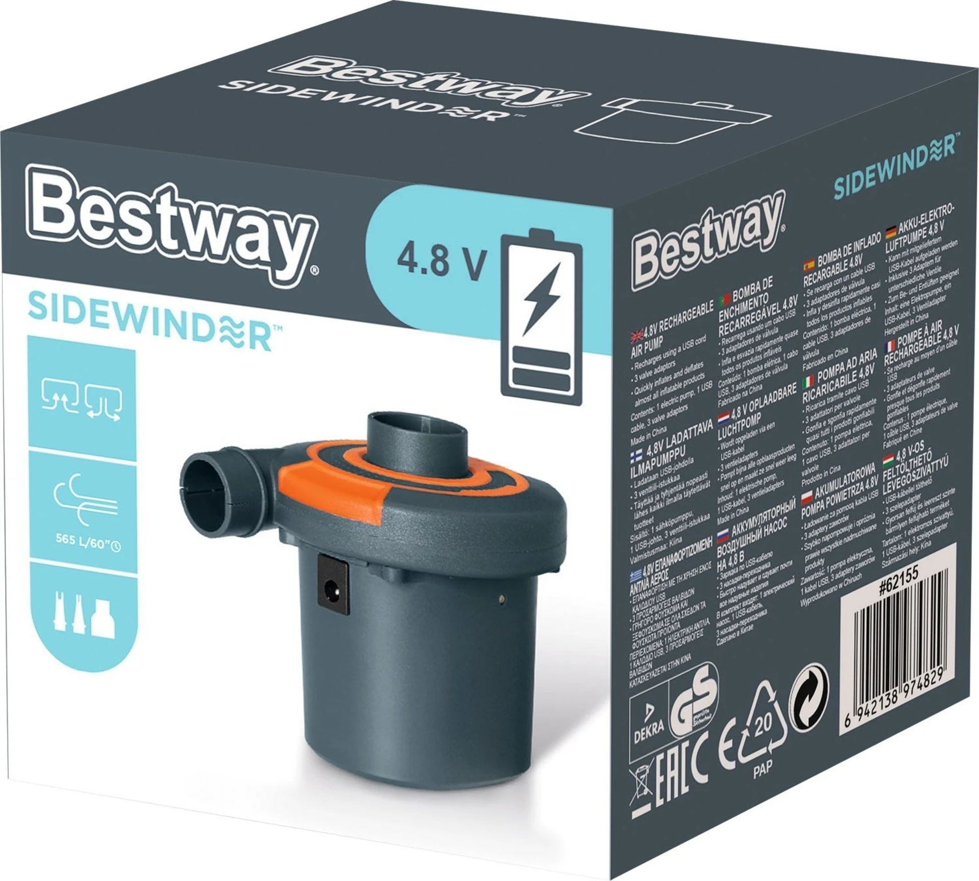 Bestway Sidewinder Pompe à air à batterie 5 V 565 l/min