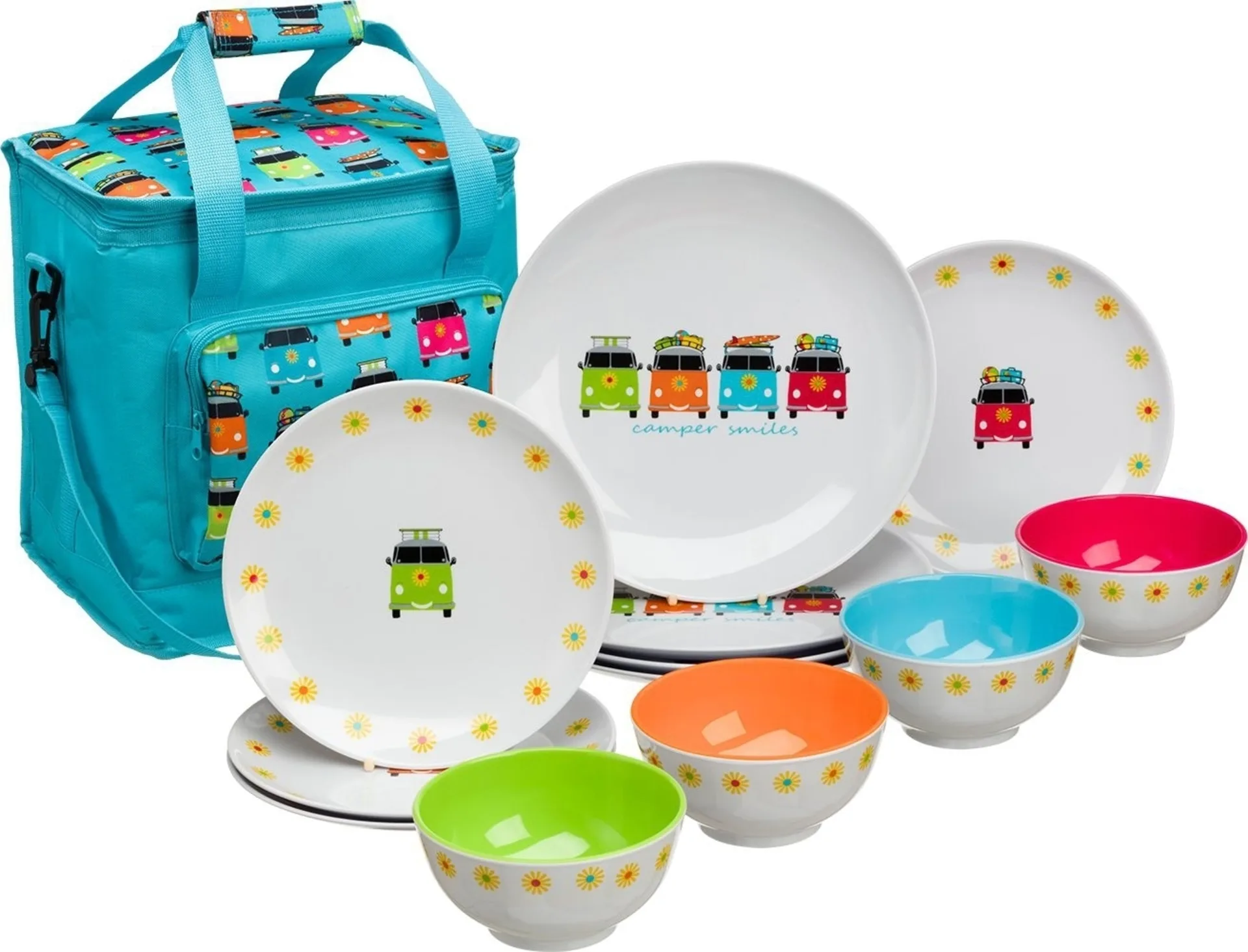 Flamefield Camper Smiles Melamin Geschirr-Set 12 teilig